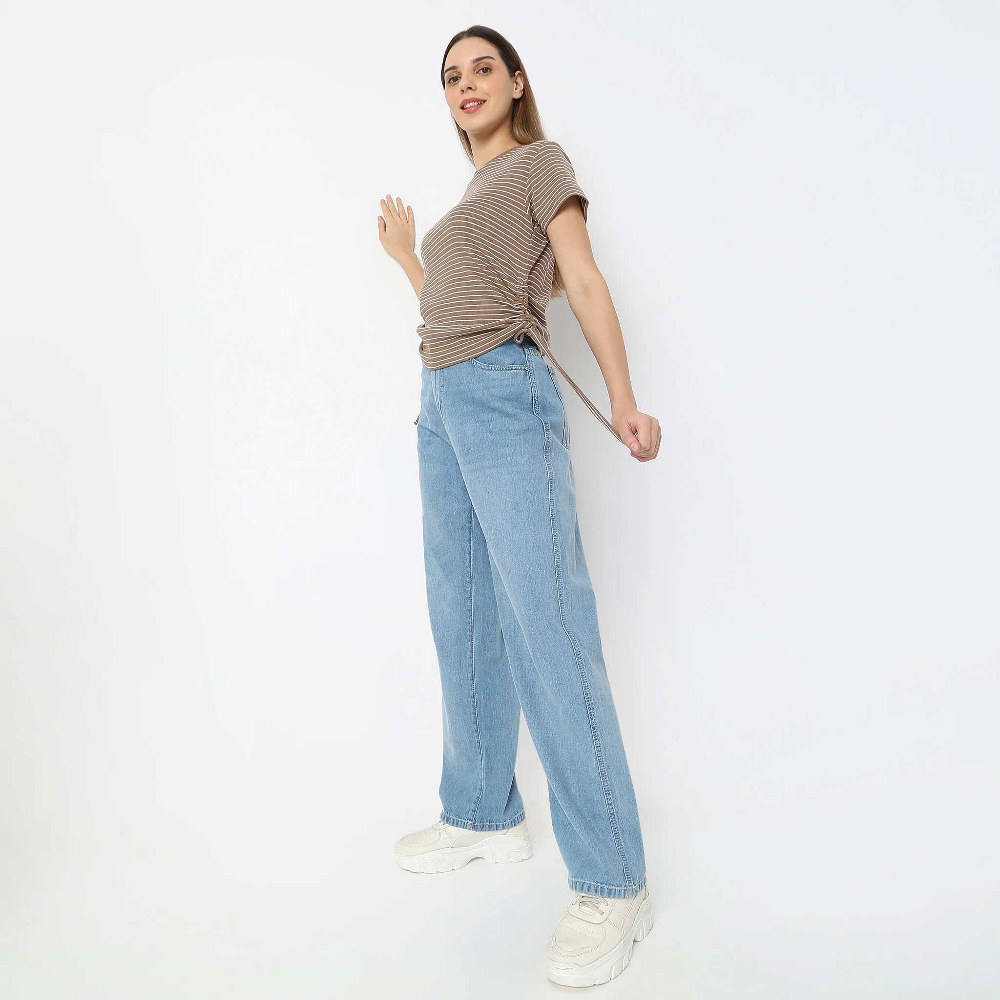 Fitted Striped Betty With Side Ruching T-Shirt - Image 6