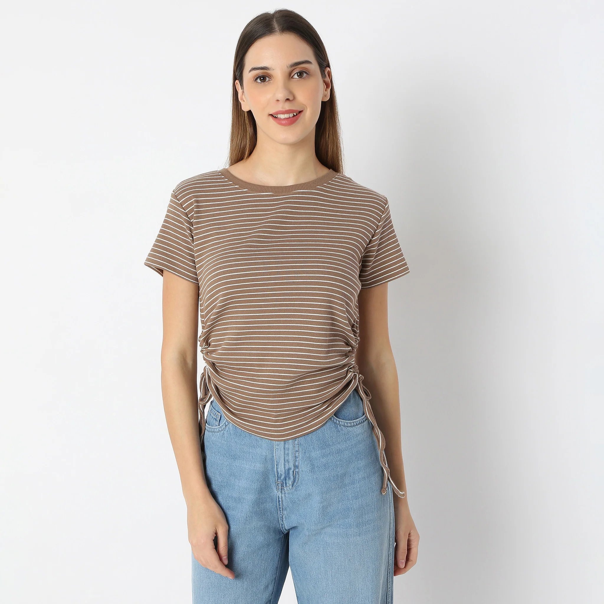 Fitted Striped Betty With Side Ruching T-Shirt - Image 7