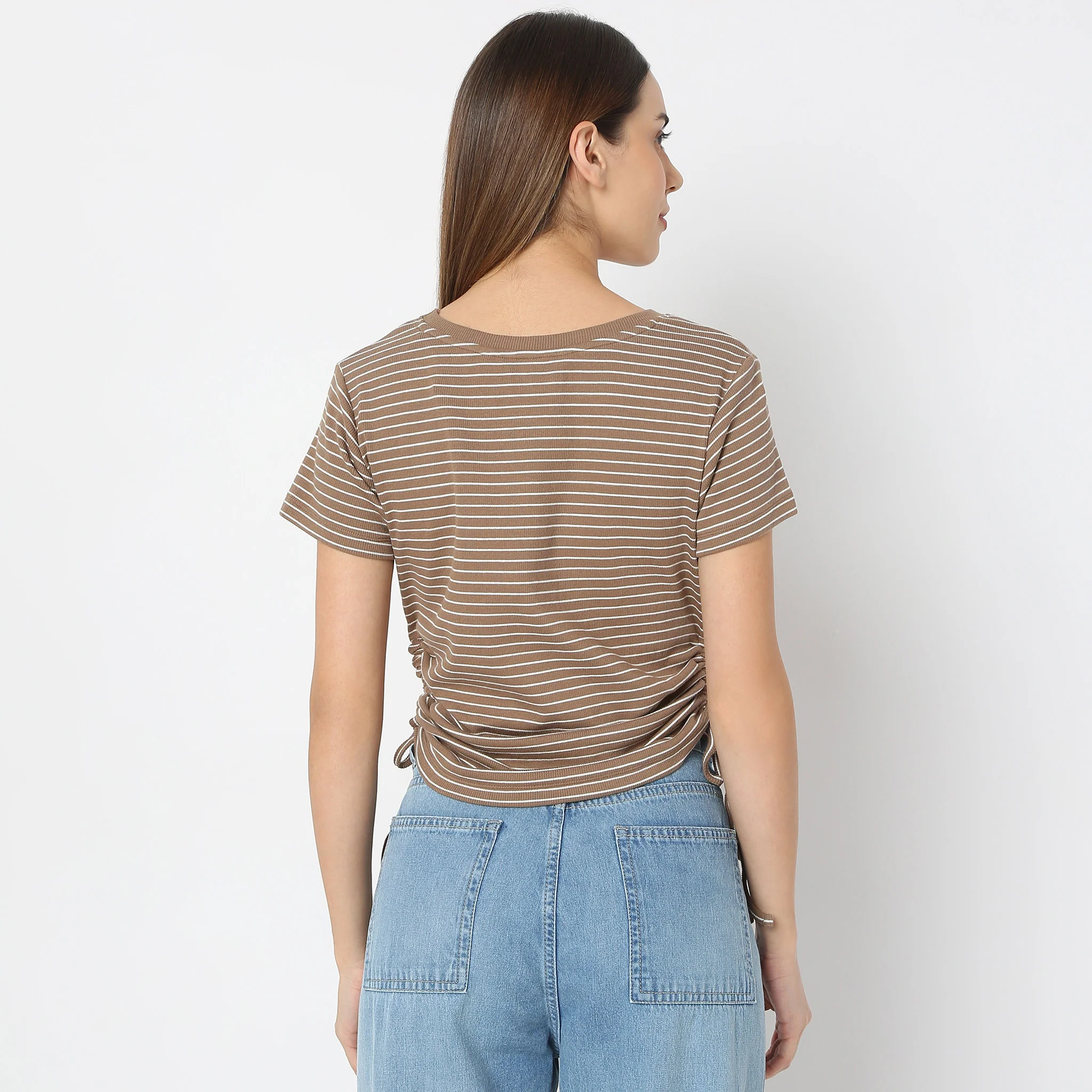 Fitted Striped Betty With Side Ruching T-Shirt - Image 8