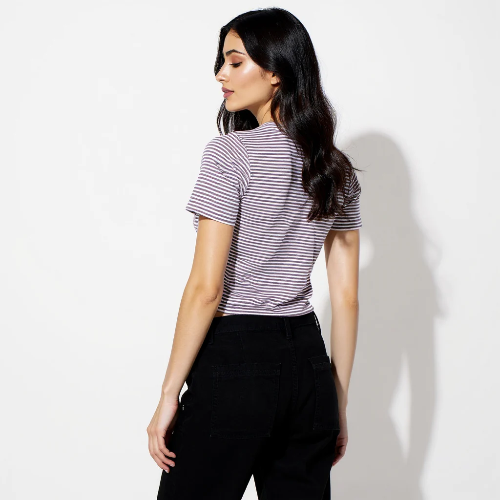 Striped Polo T-Shirt With Mock Neck Zipper - Image 18