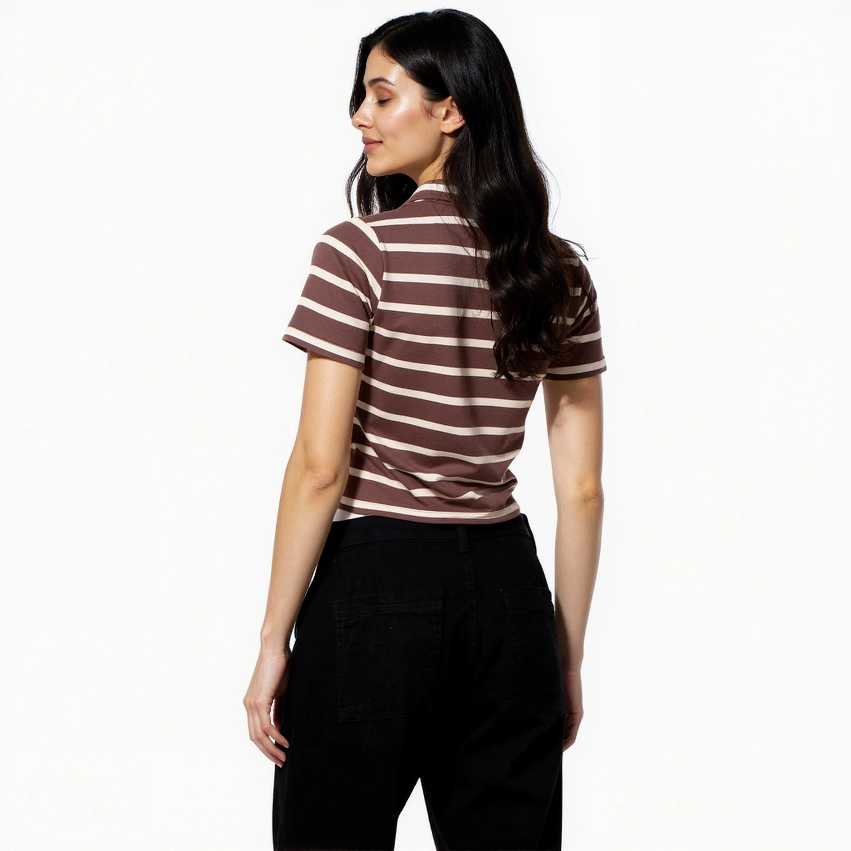 Striped Polo T-Shirt With Mock Neck Zipper - Image 13