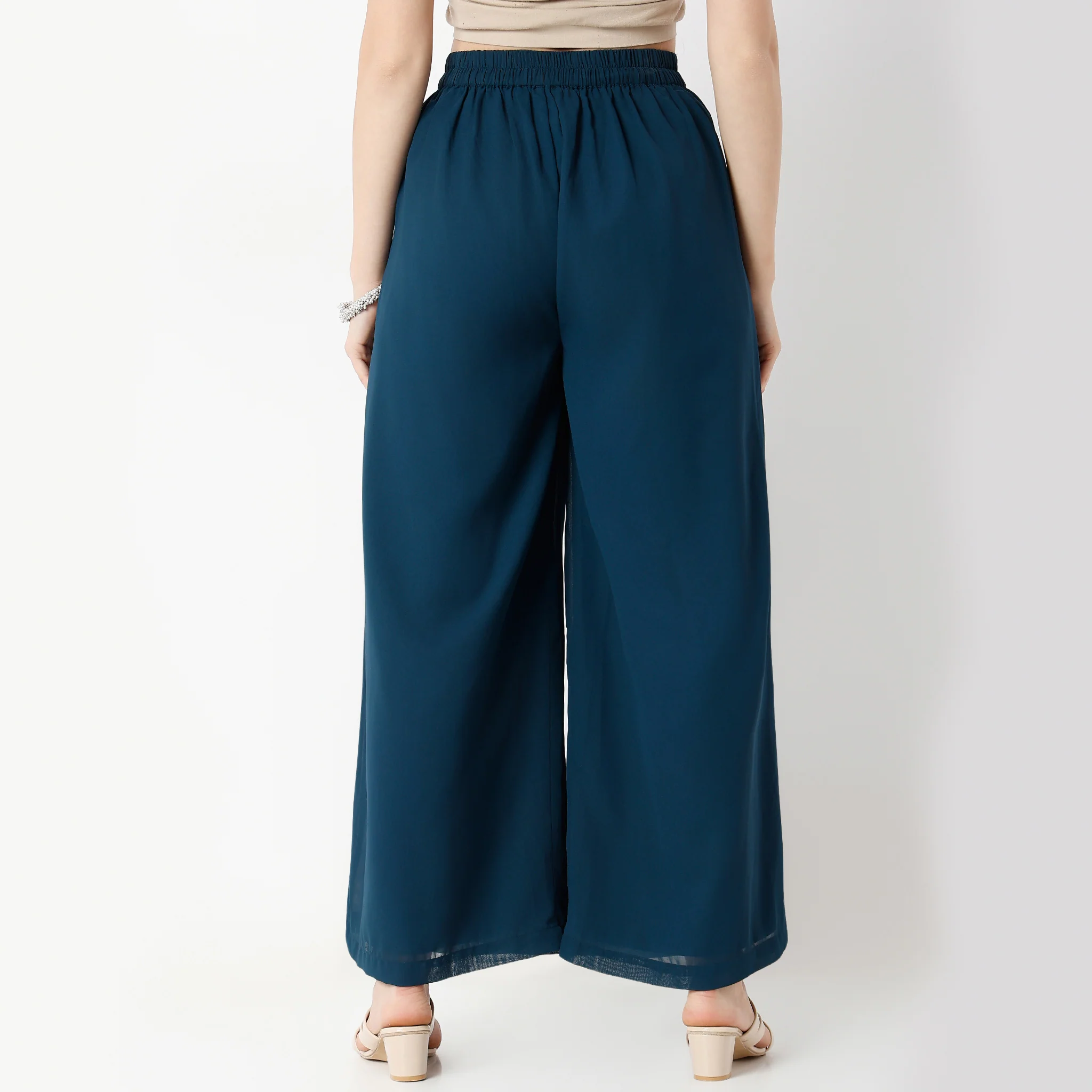 Flare Fit Ankle Length High Rise Palazzo - Image 3