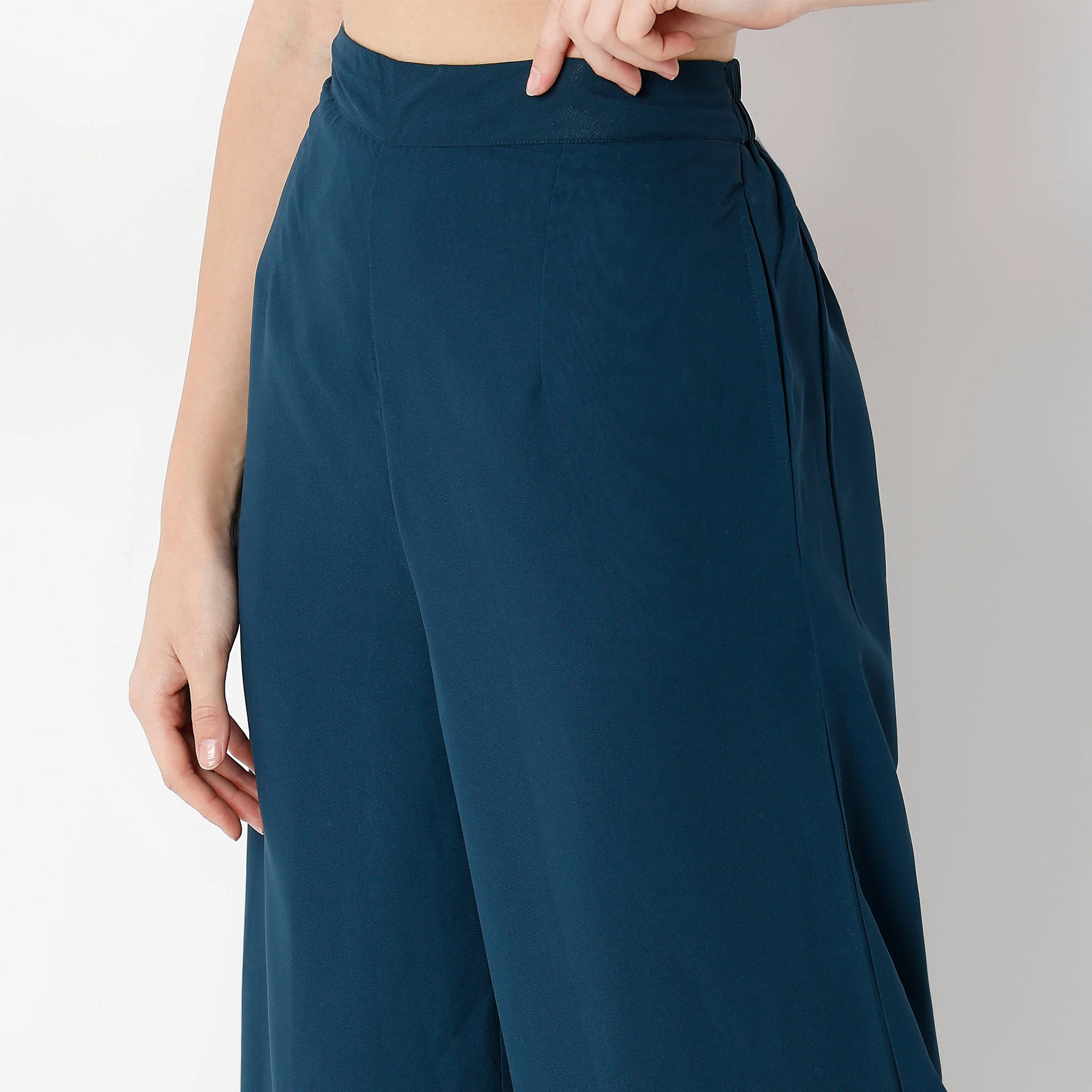 Flare Fit Ankle Length High Rise Palazzo - Image 4