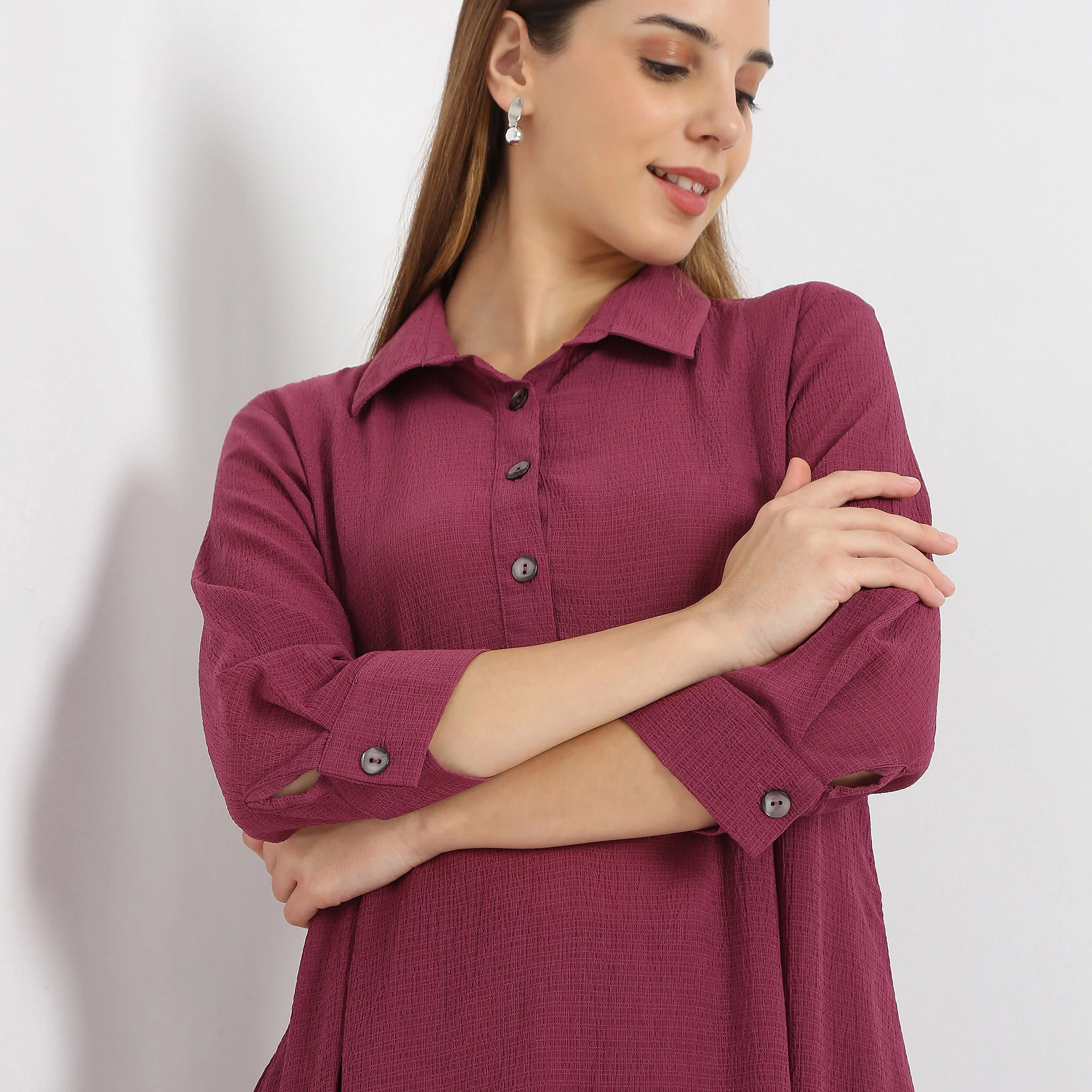 Flare Fit Box Inwared Pleat A-Line Kurta With Pant Set - Image 4