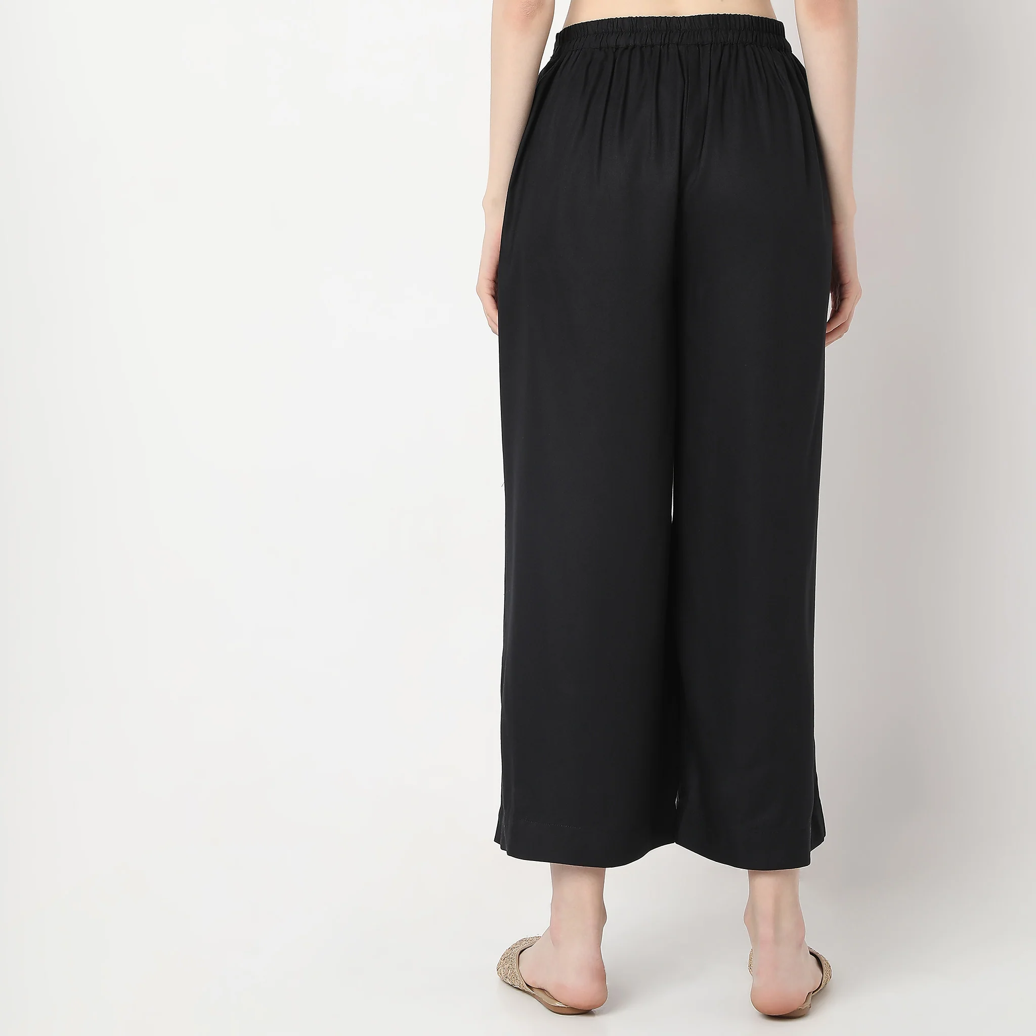 Flare Fit Calf Length High Rise Pants - Image 3