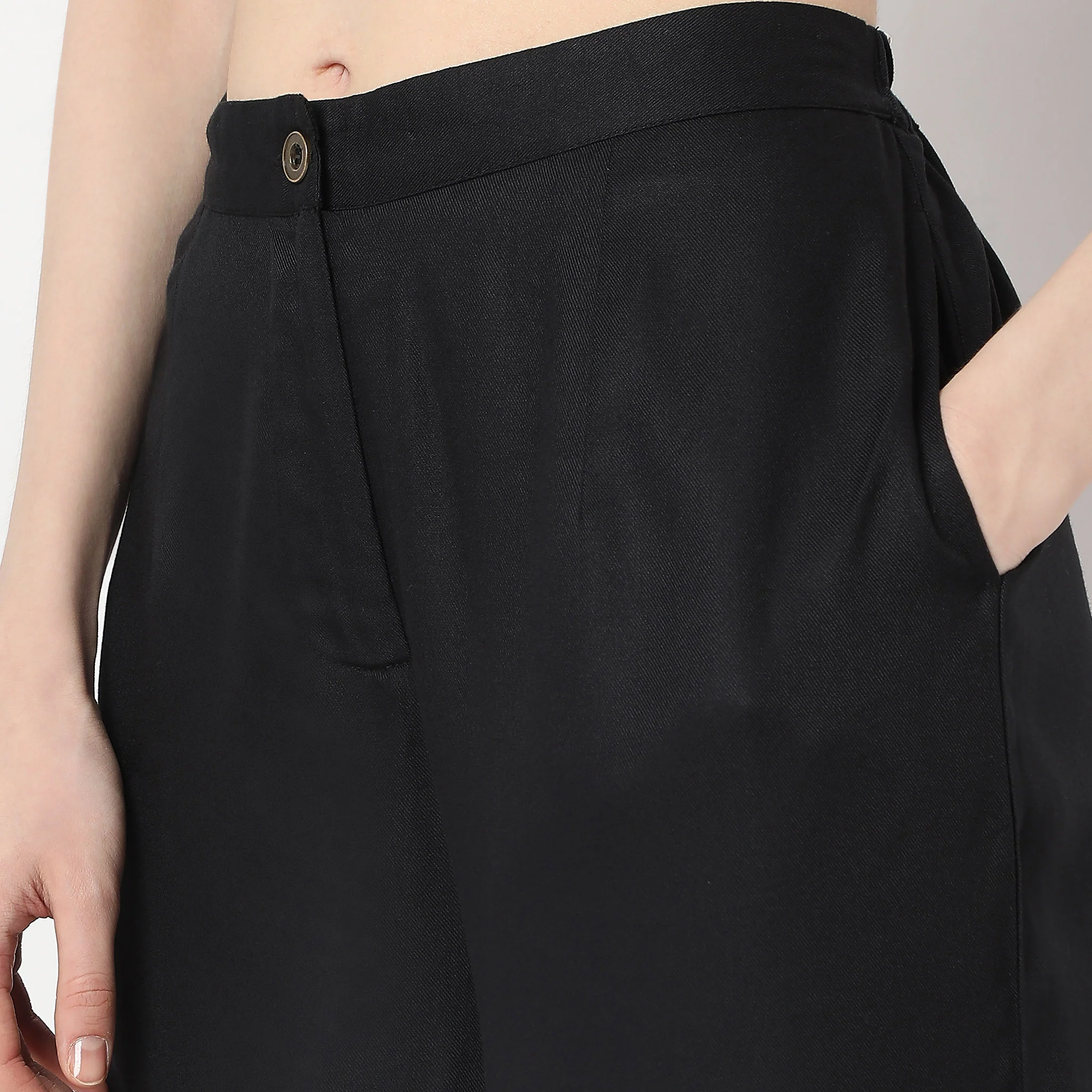 Flare Fit Calf Length High Rise Pants - Image 4