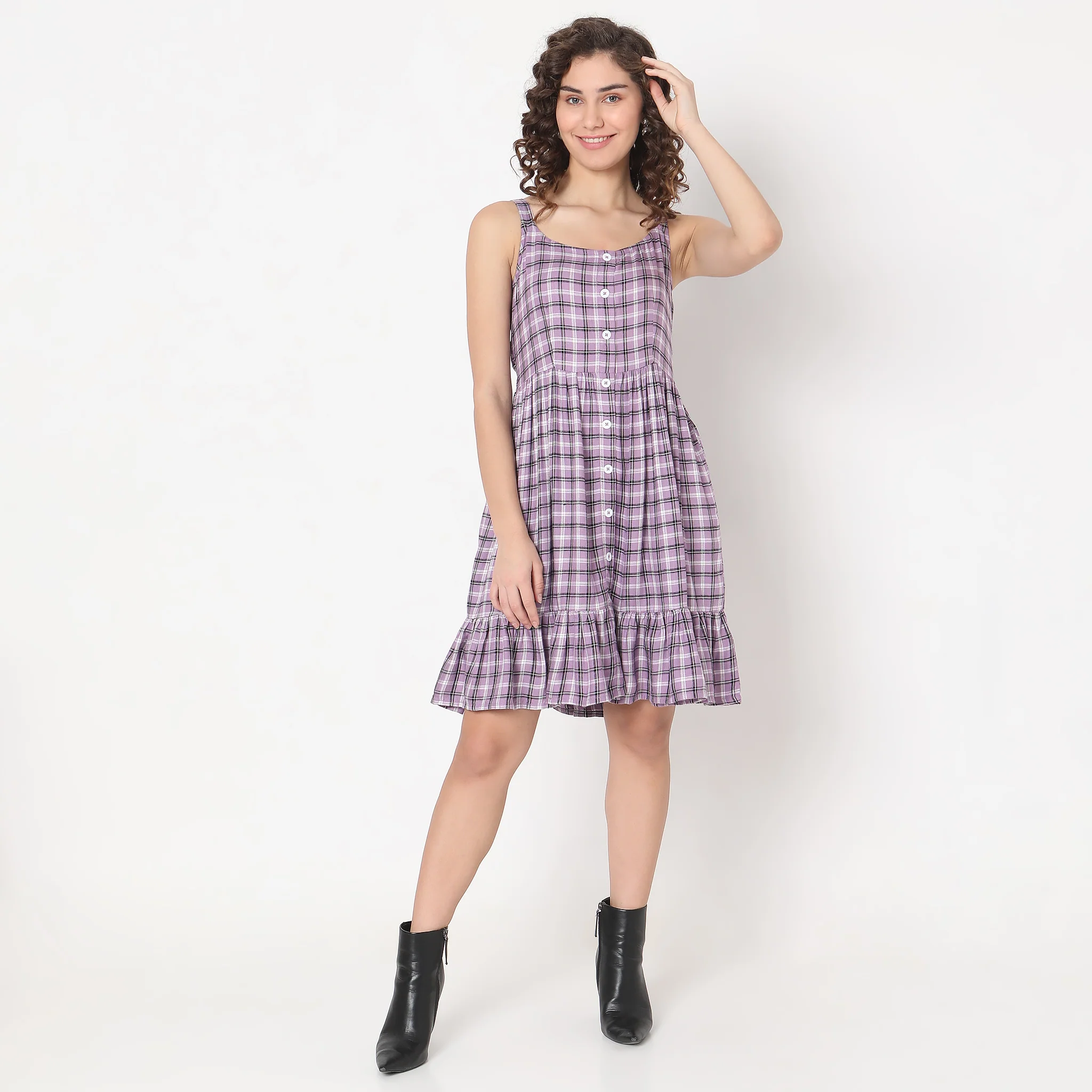 Flare Fit Checkered Dress - Image 2