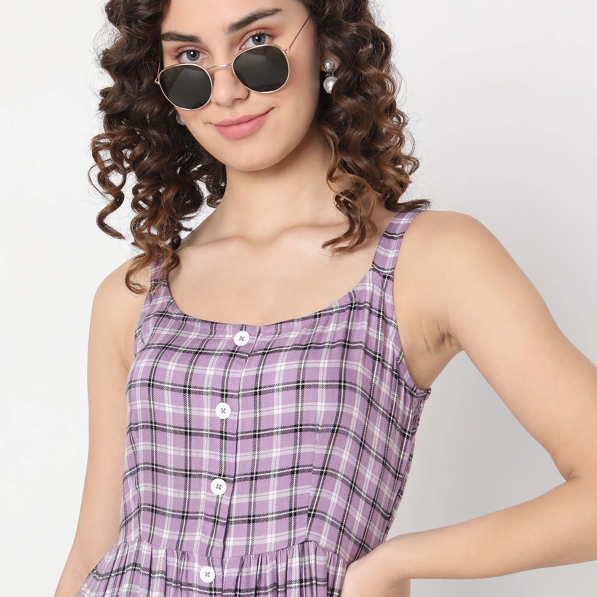 Flare Fit Checkered Dress - Image 5
