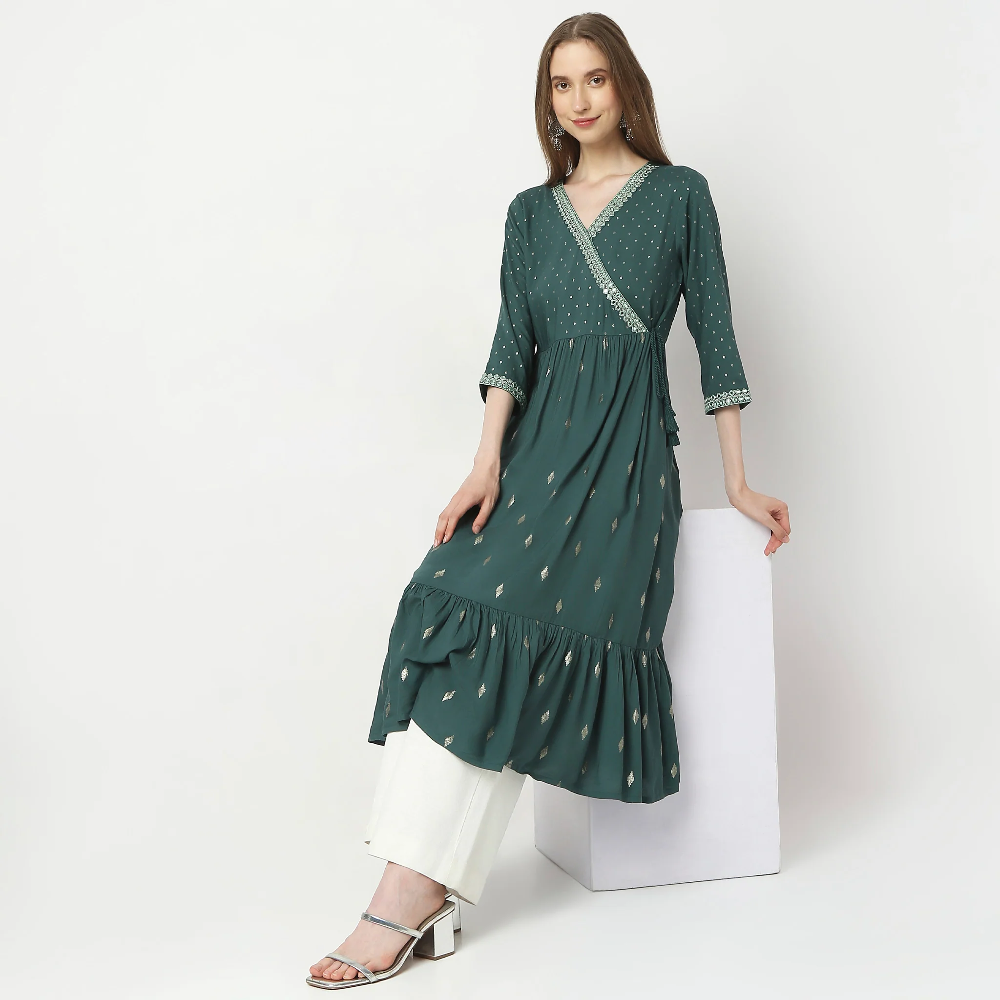 Flare Fit Embellished Kurta