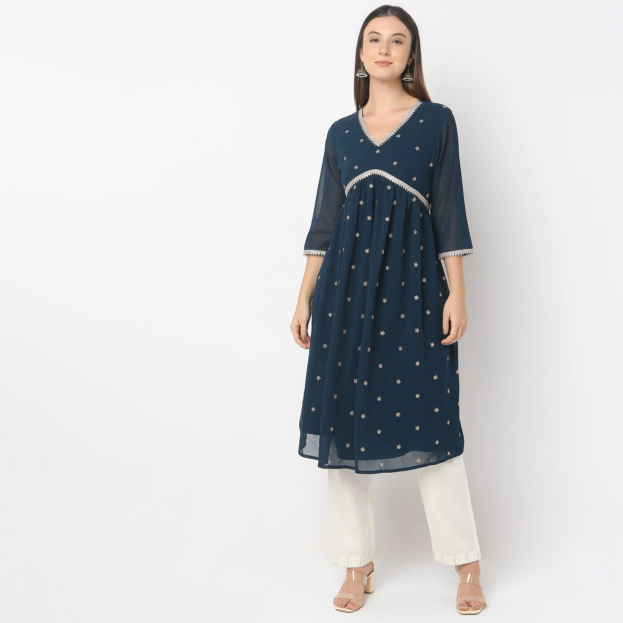 Flare Fit Embellished Kurta - Image 2