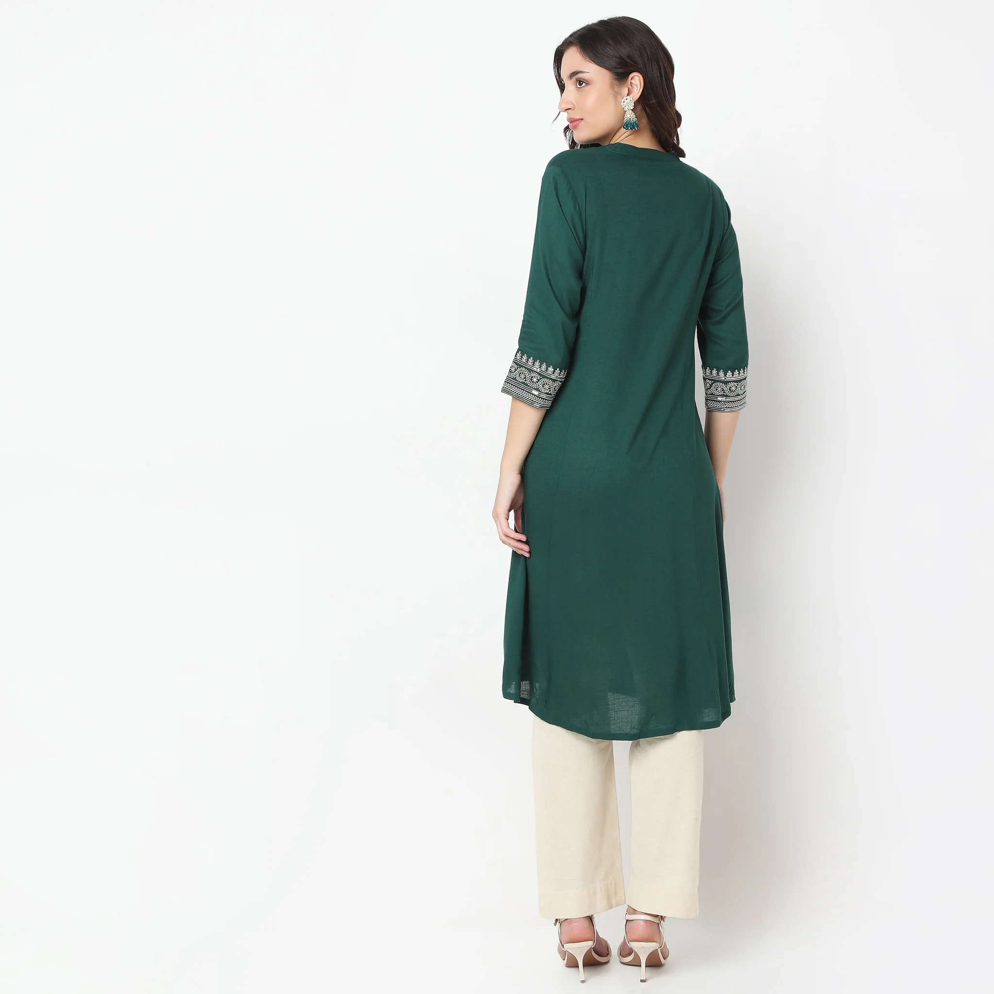 Flare Fit Embroidered A-Line Kurta - Image 3