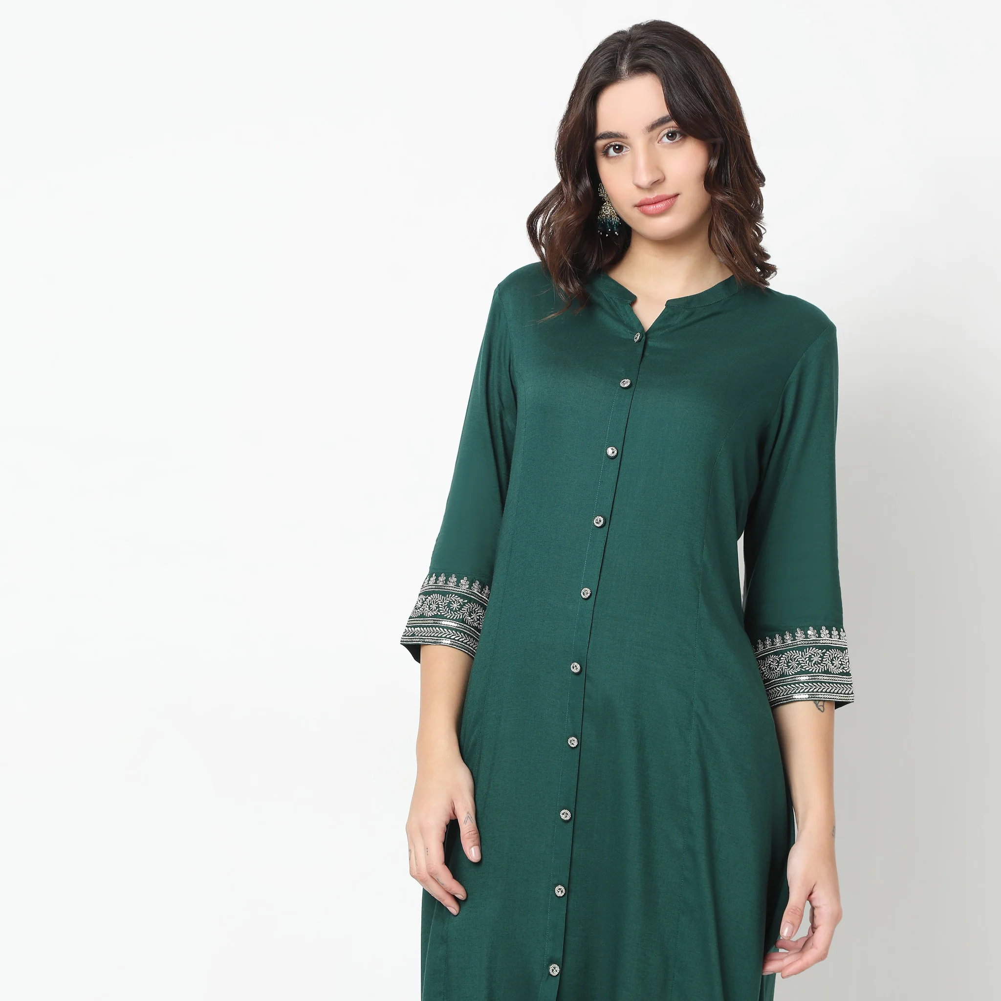 Flare Fit Embroidered A-Line Kurta - Image 4