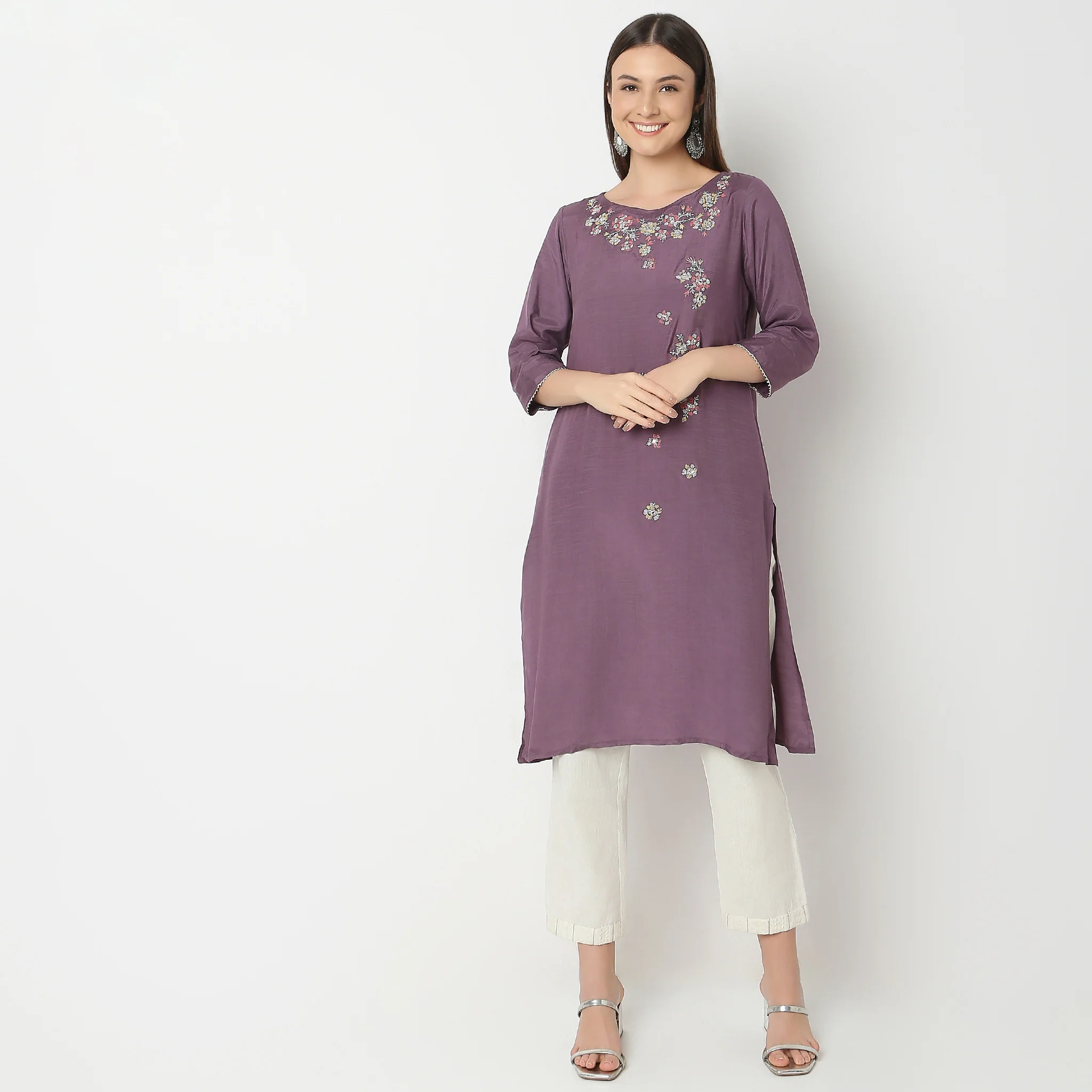 Flare Fit Embroidered A-Line Kurta - Image 2