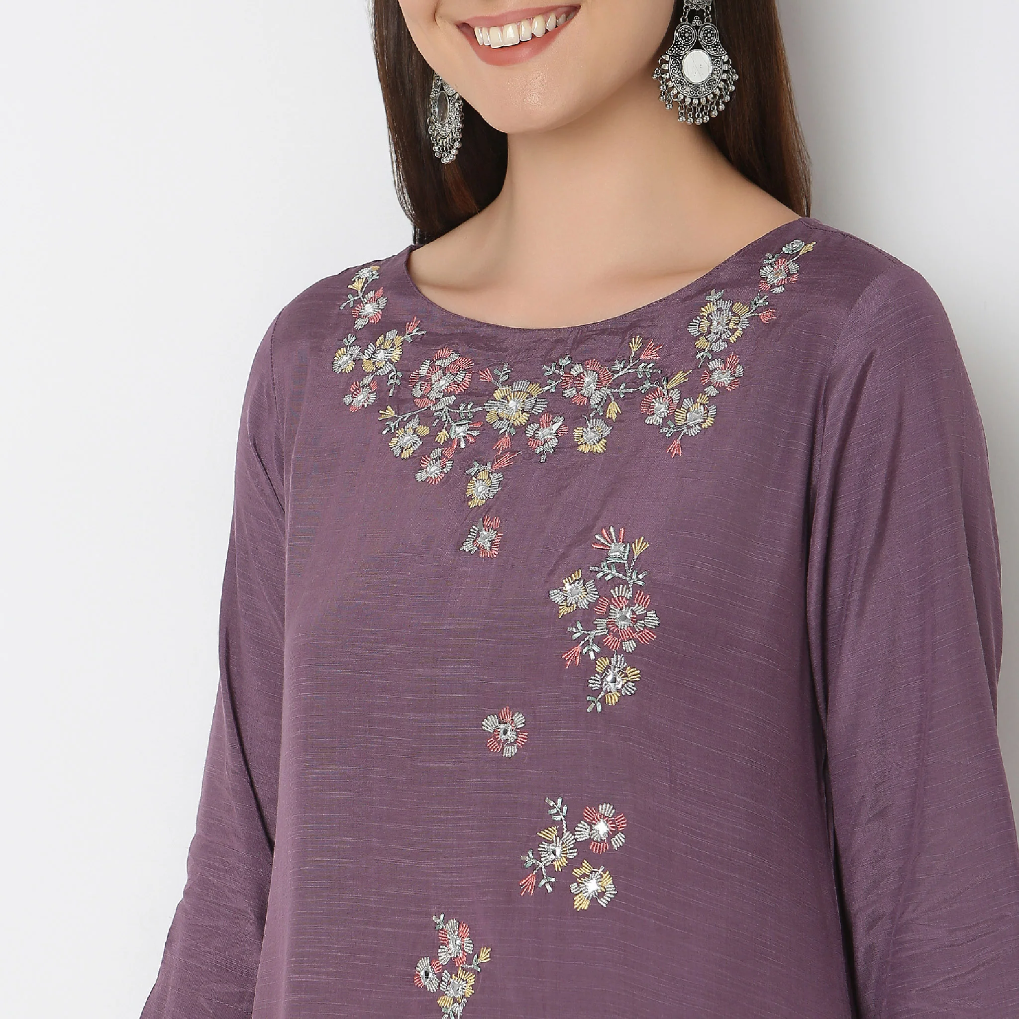 Flare Fit Embroidered A-Line Kurta - Image 4