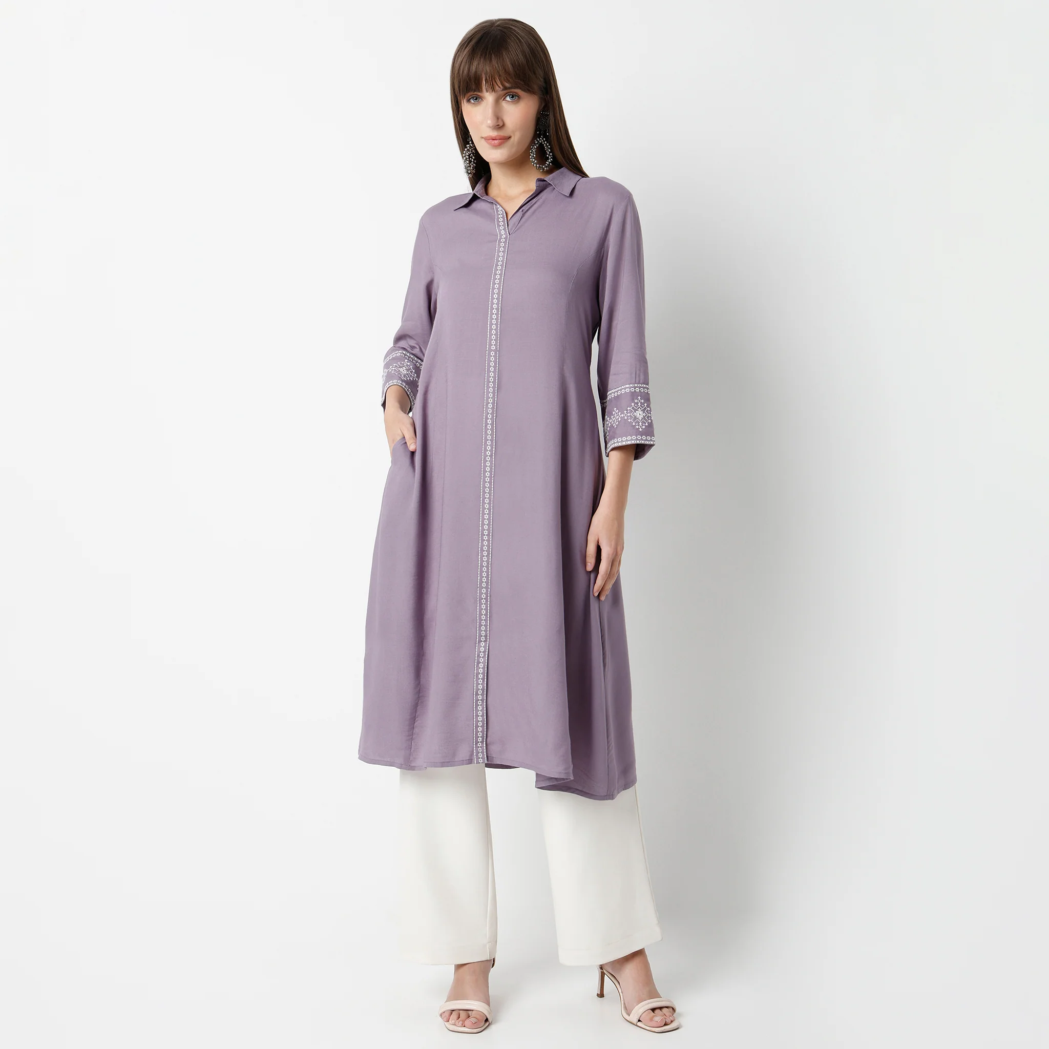 Flare Fit Embroidered A-Line Kurta