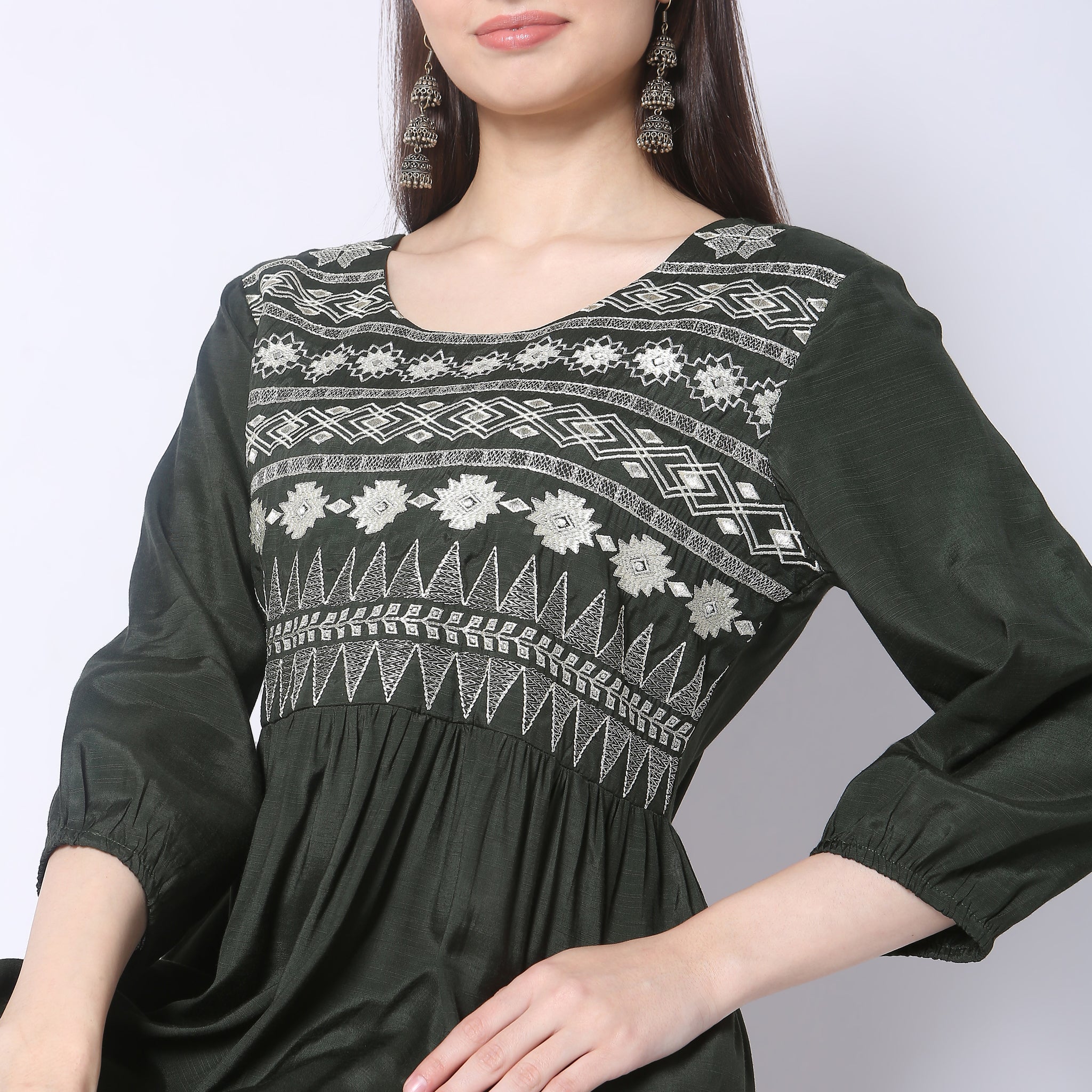 Flare Fit Embroidered Dress - Image 4