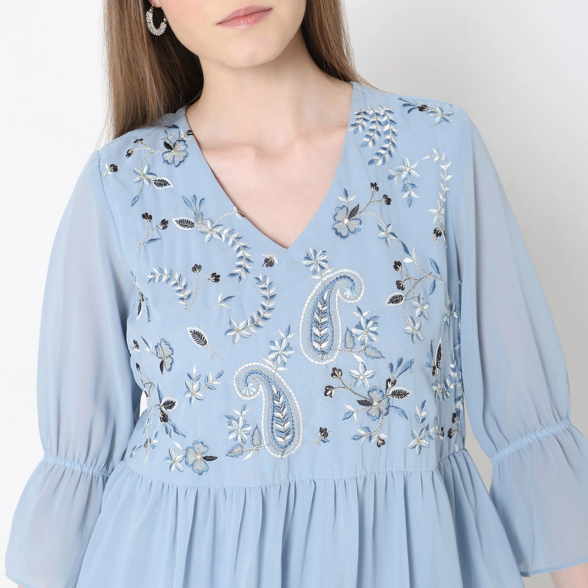 Flare Fit Embroidered Dress - Image 4