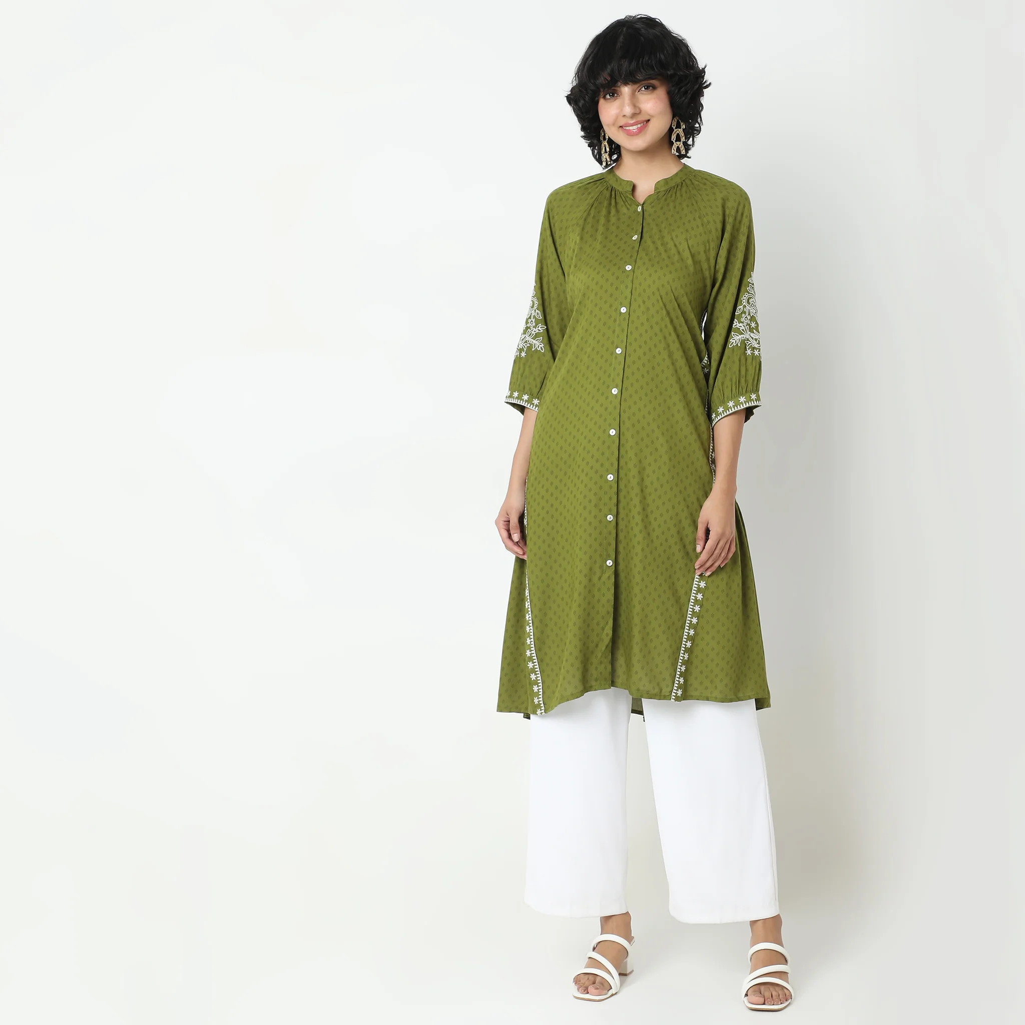 Flare Fit Embroidered Dress - Image 2