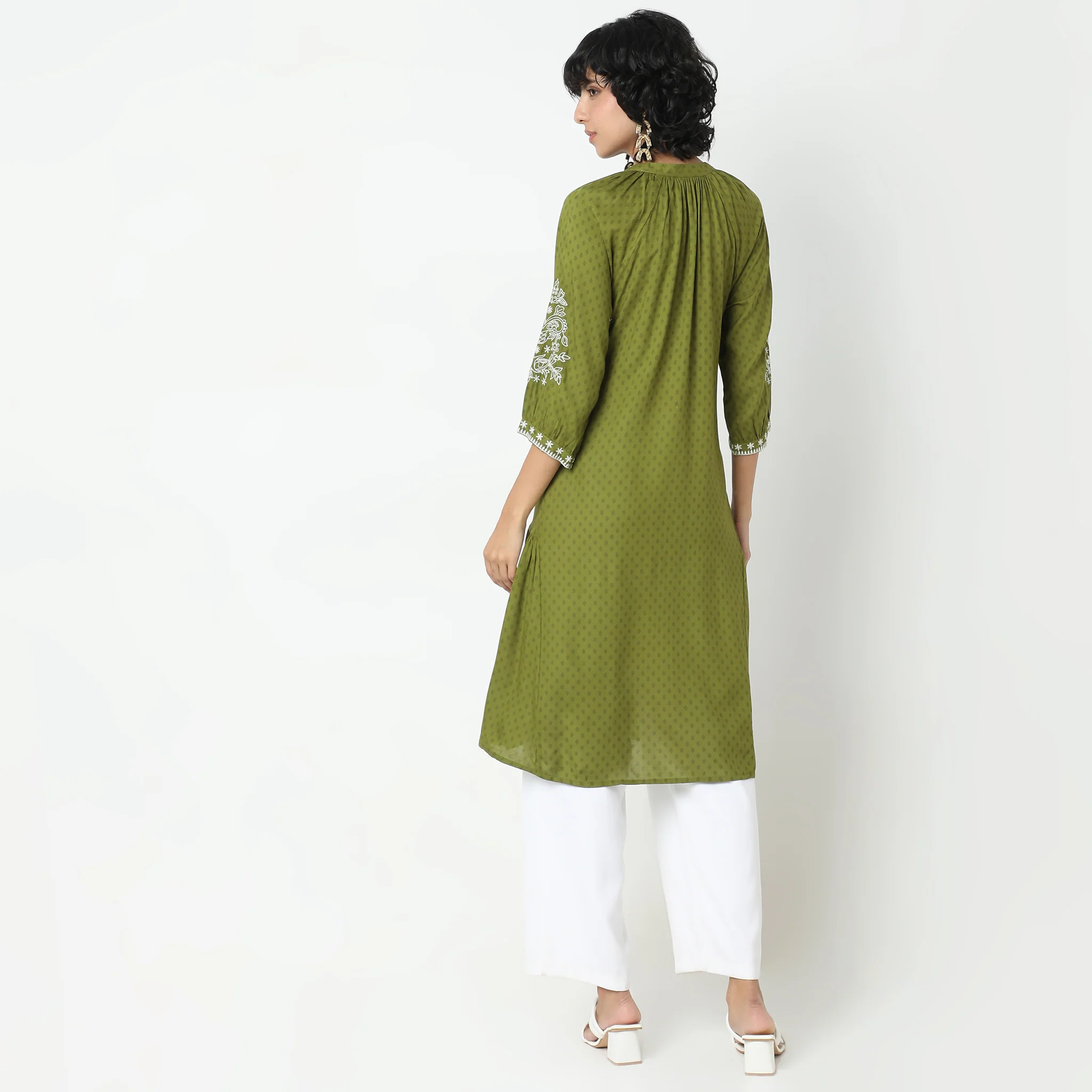 Flare Fit Embroidered Dress - Image 3