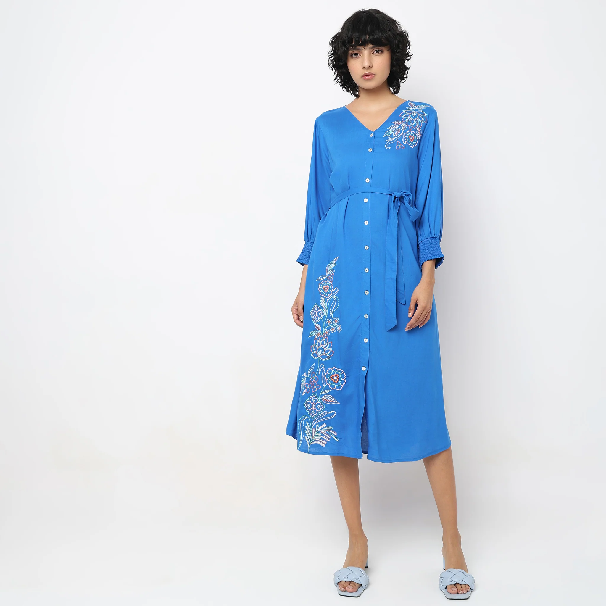 Flare Fit Embroidered Dress - Image 2