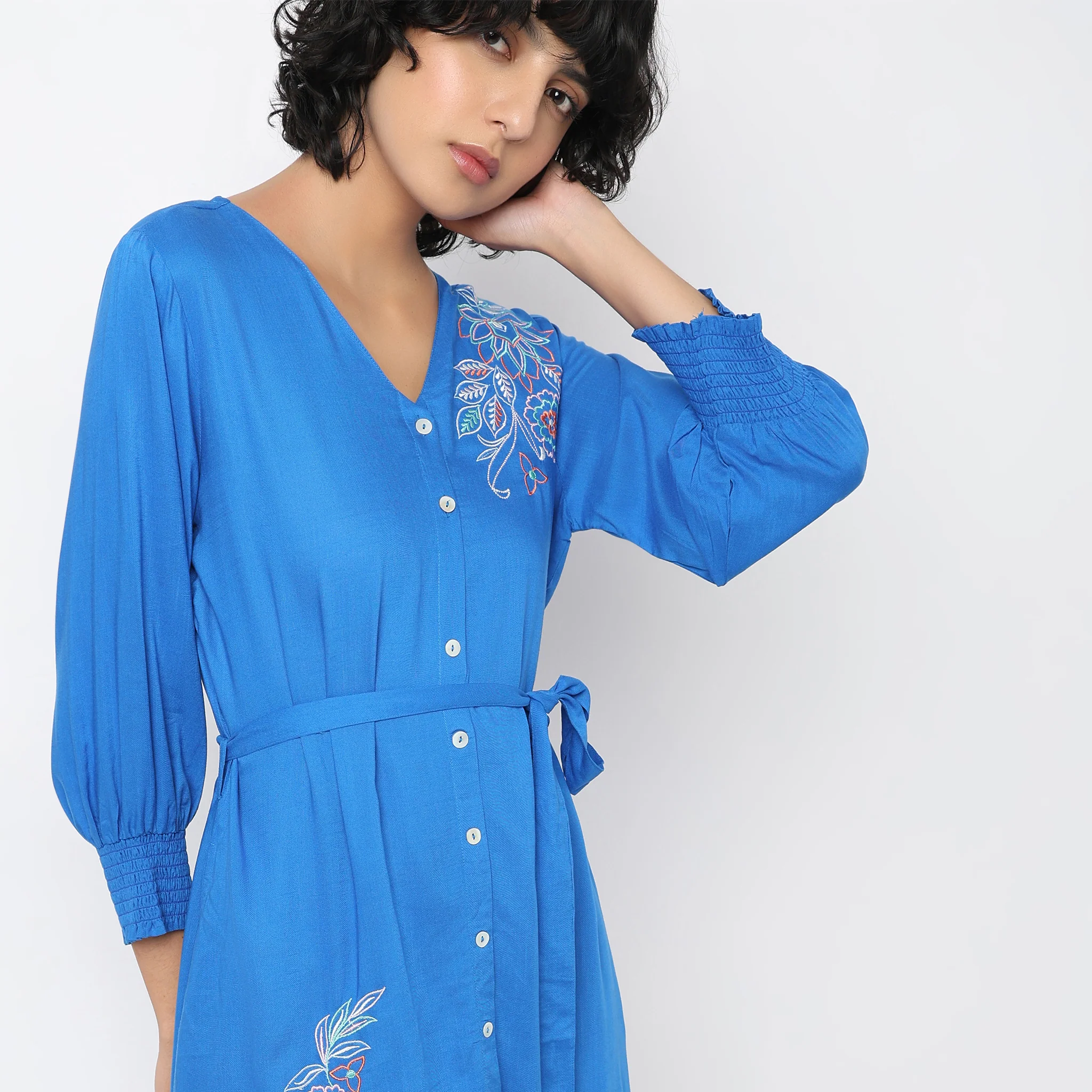 Flare Fit Embroidered Dress - Image 4