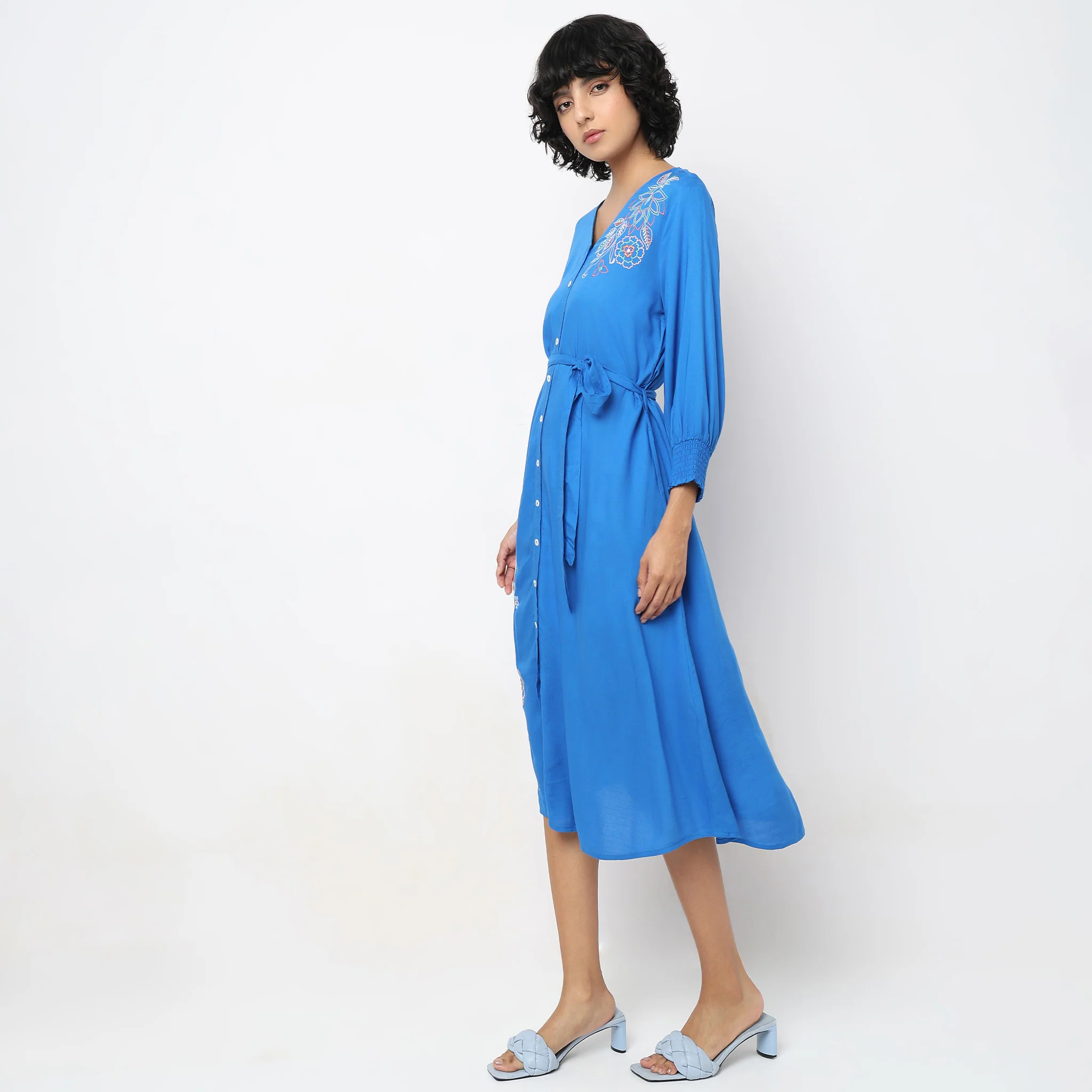 Flare Fit Embroidered Dress - Image 5