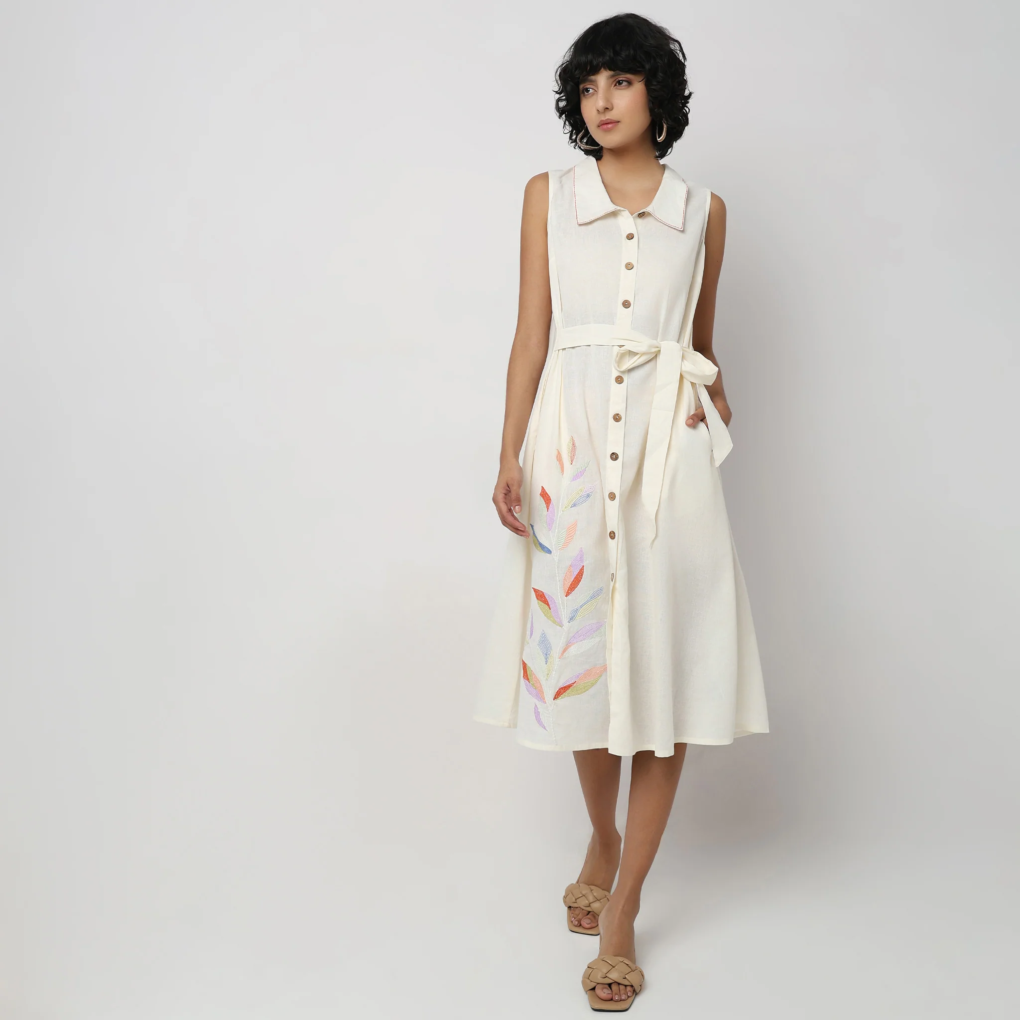 Flare Fit Embroidered Dress - Image 2
