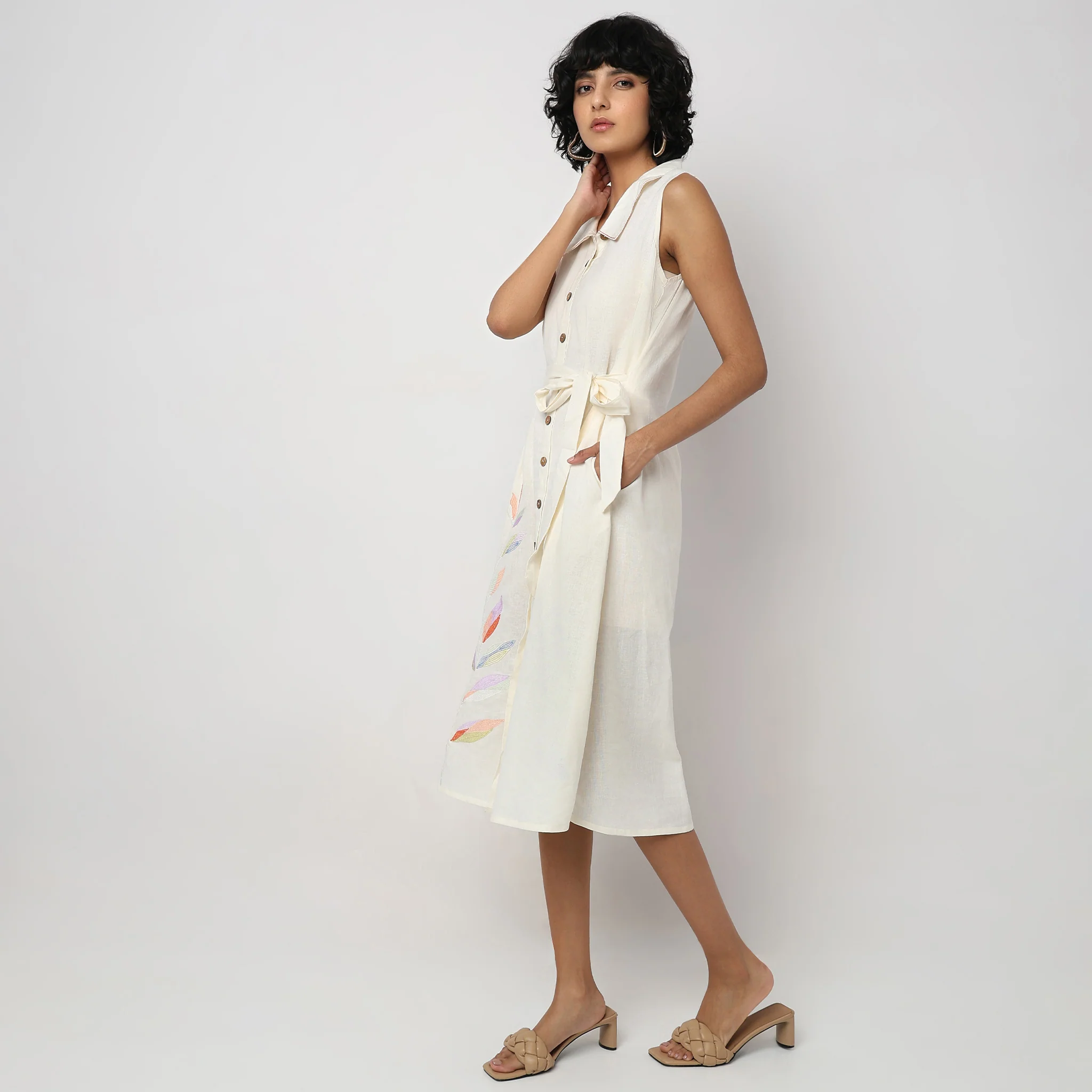 Flare Fit Embroidered Dress - Image 5