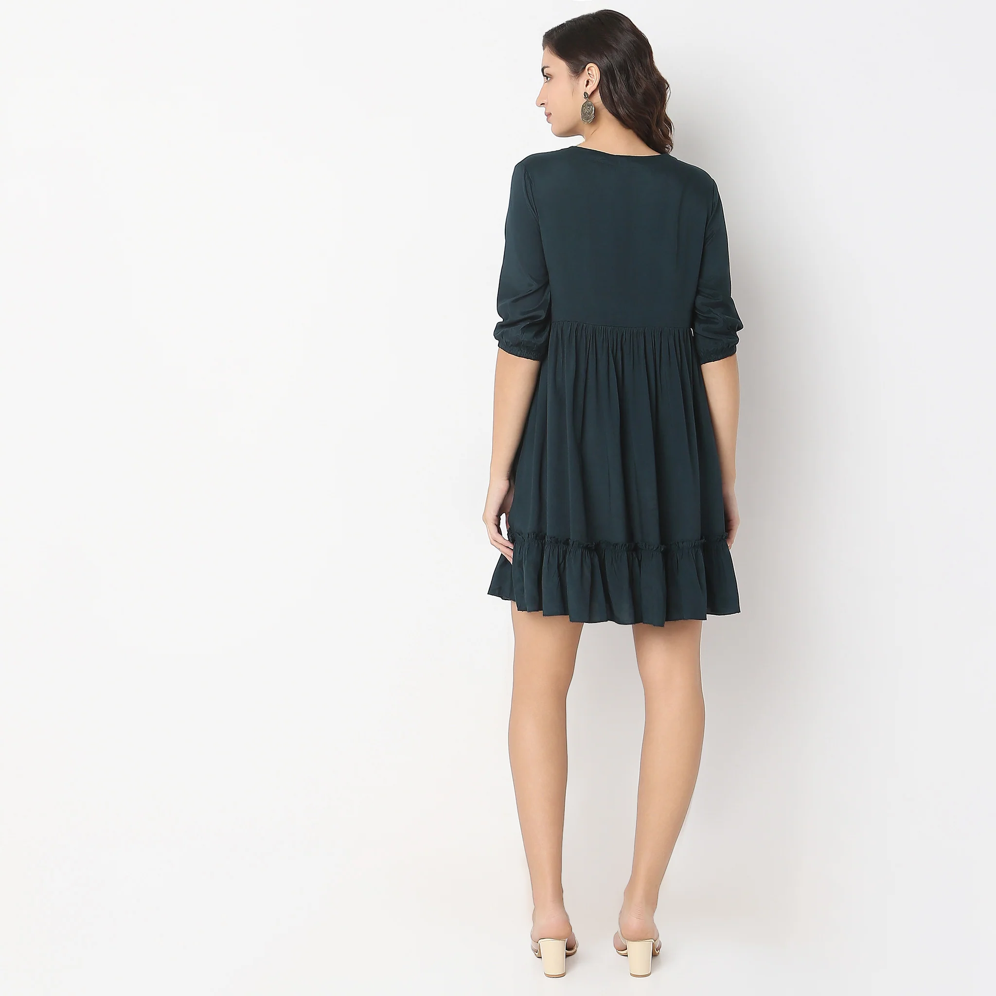 Flare Fit Embroidered Dress - Image 3