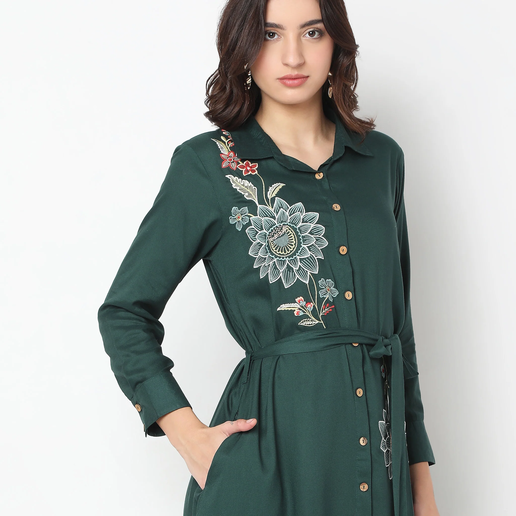 Flare Fit Embroidered Dress - Image 4