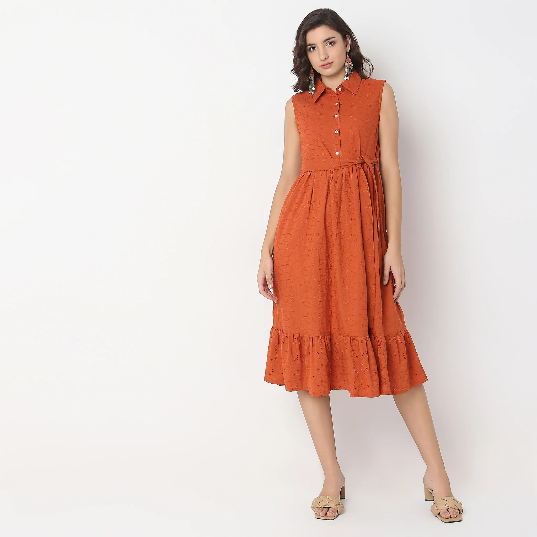 Flare Fit Embroidered Dress - Image 2