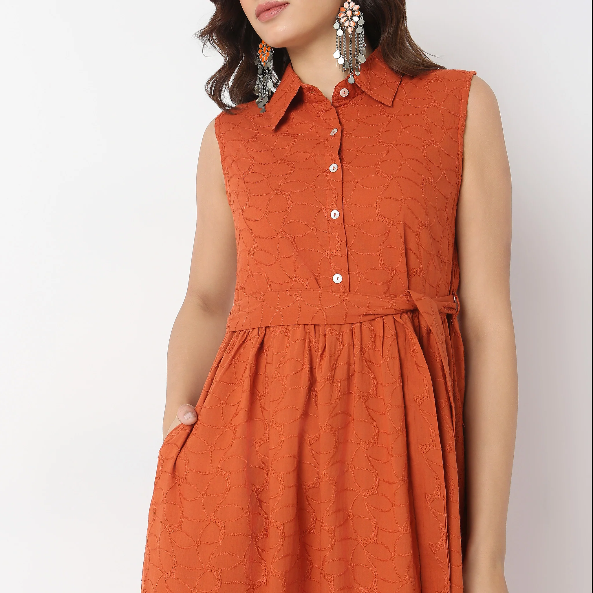 Flare Fit Embroidered Dress - Image 4