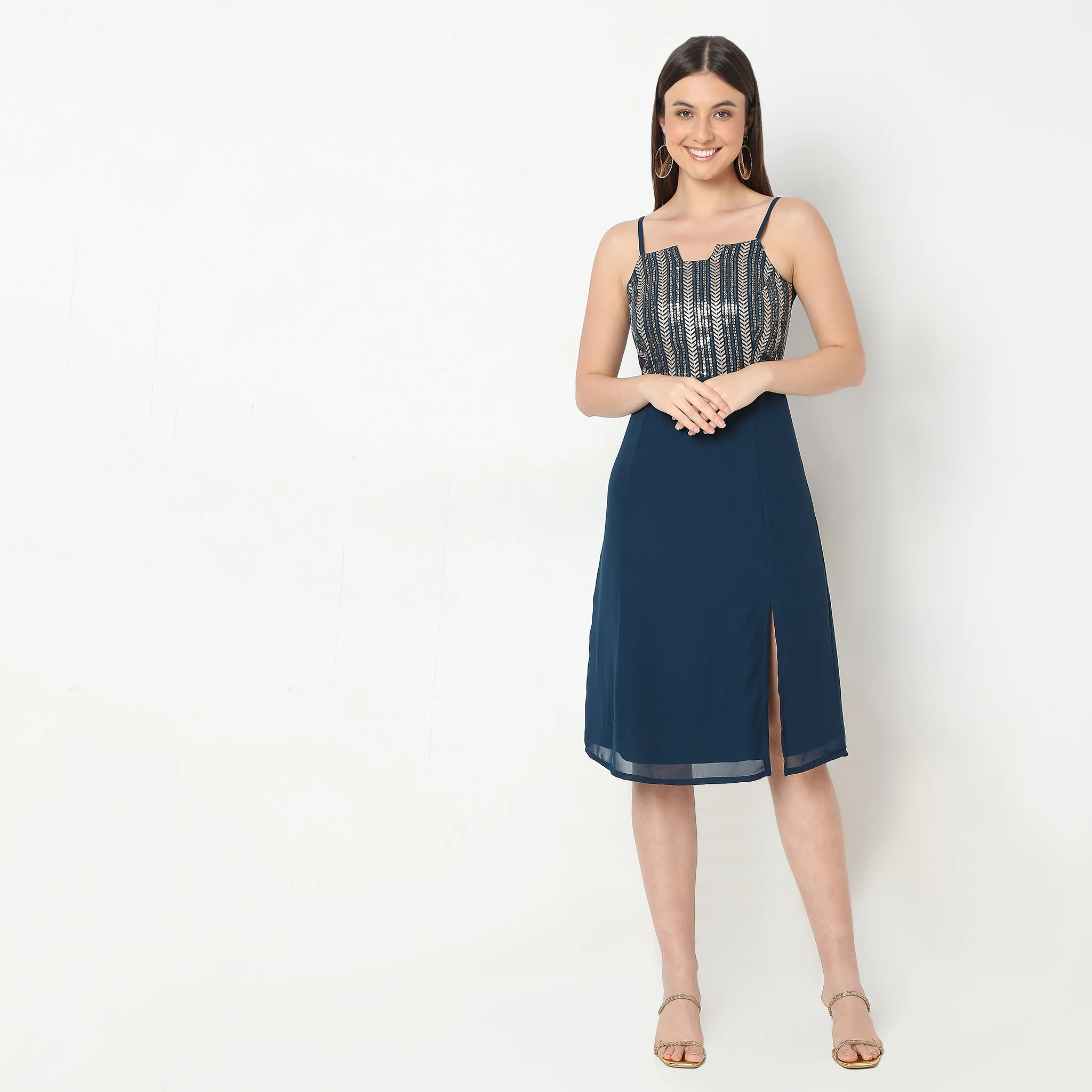 Flare Fit Embroidered Dress - Image 2