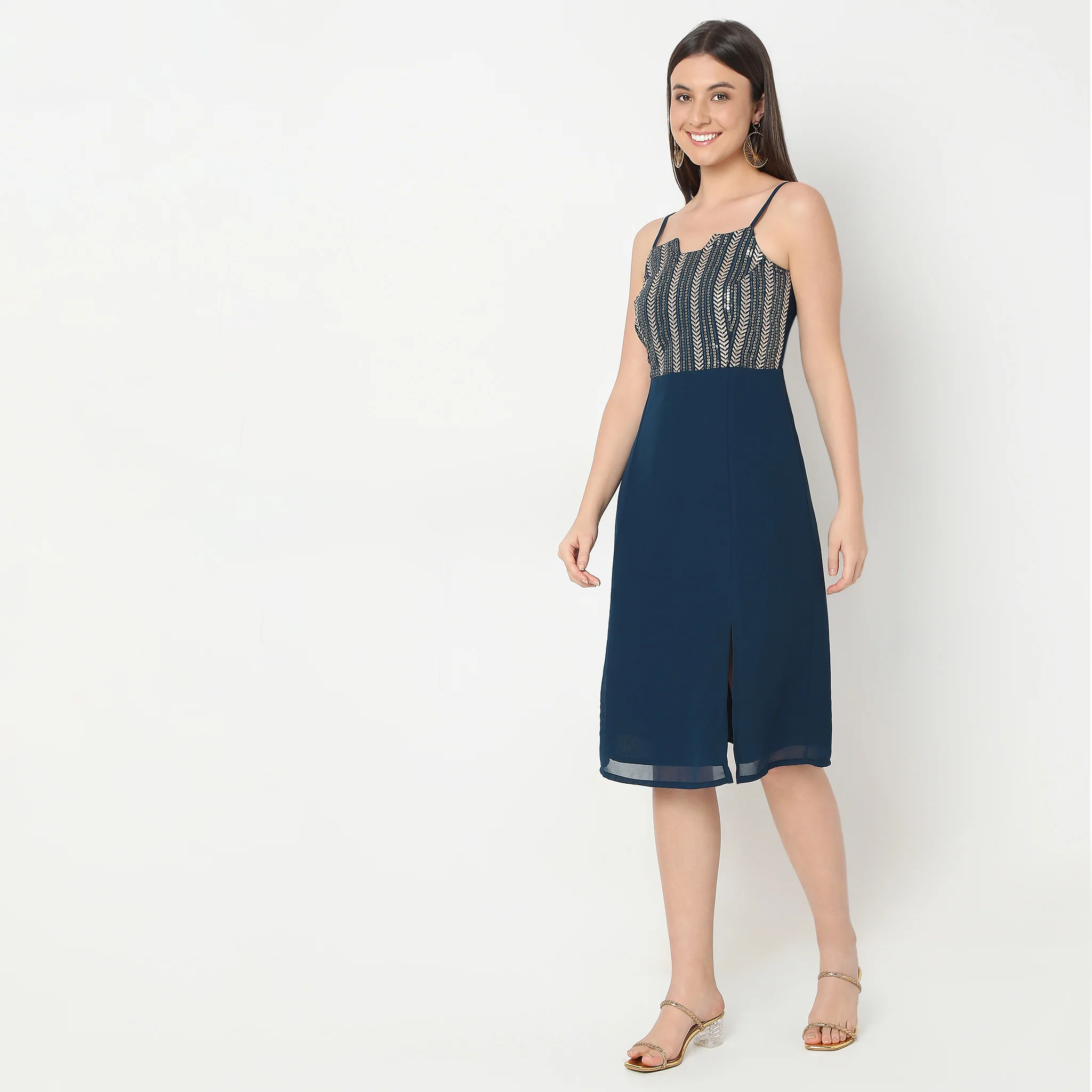 Flare Fit Embroidered Dress - Image 5