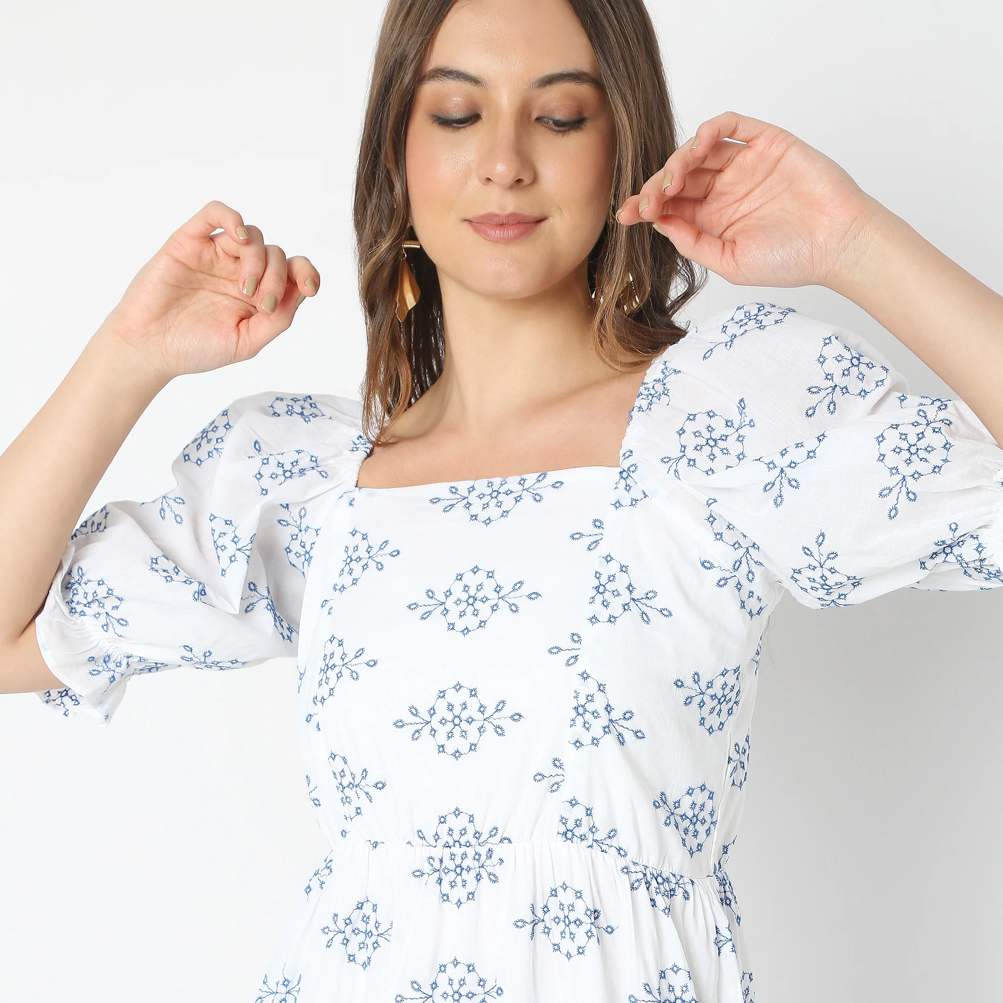 Flare Fit Embroidered Dress - Image 4