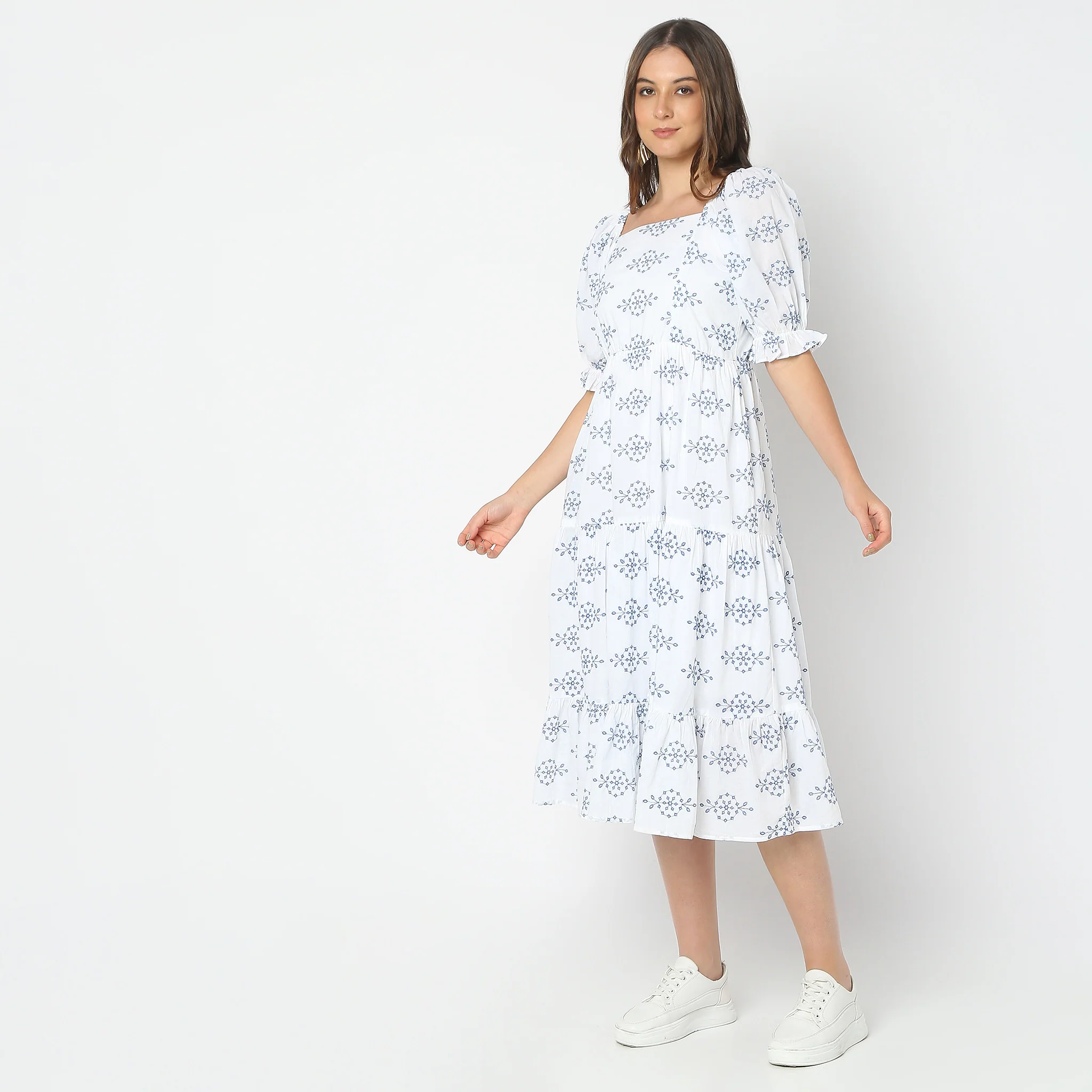 Flare Fit Embroidered Dress - Image 5