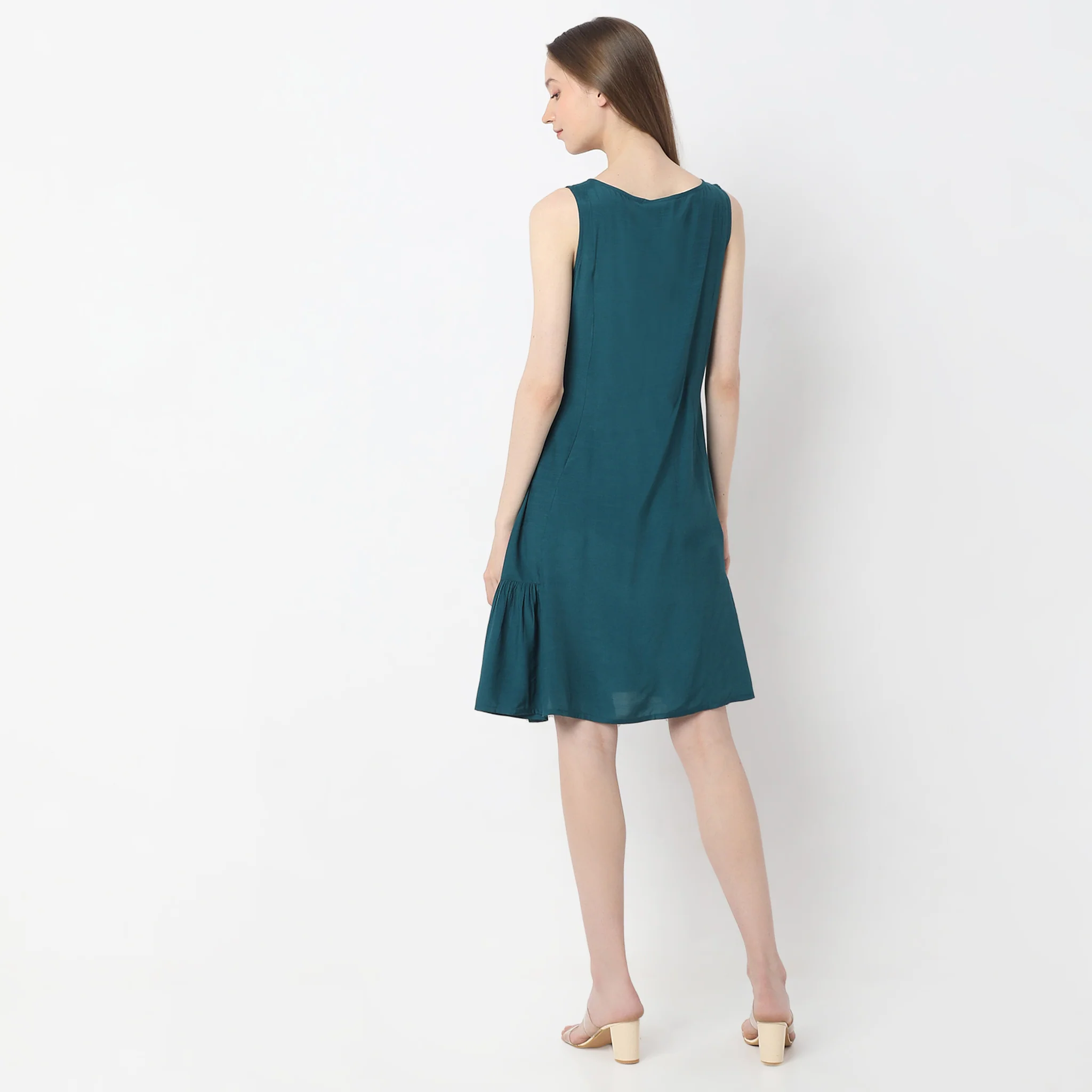 Flare Fit Embroidered Knee Length Sleeveless Dress - Image 3