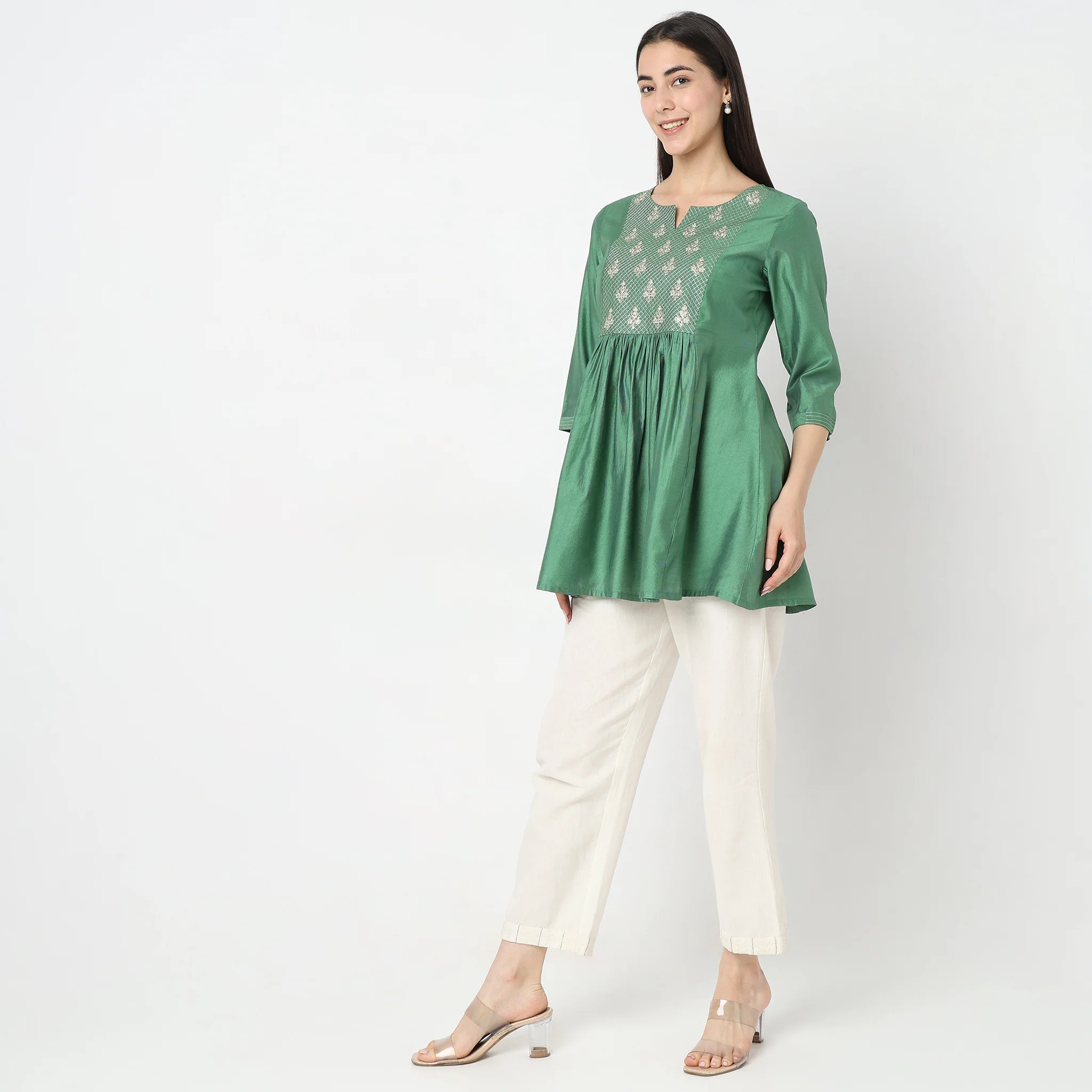 Flare Fit Embroidered Kurta - Image 5