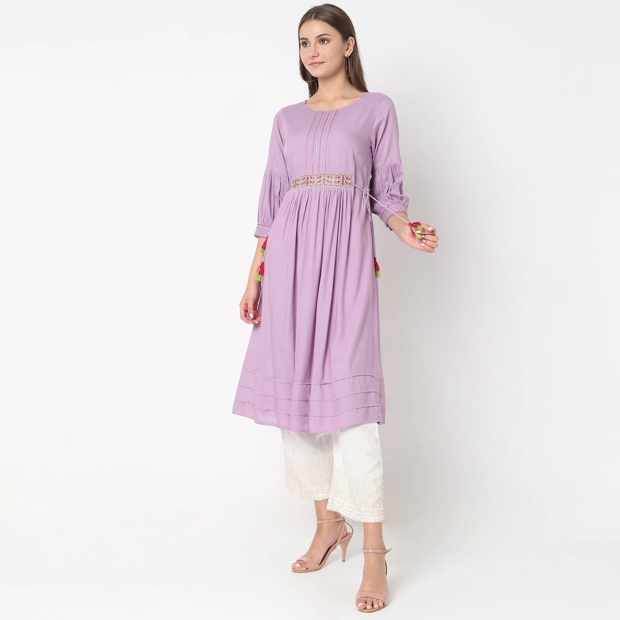 Flare Fit Embroidered Kurta - Image 10
