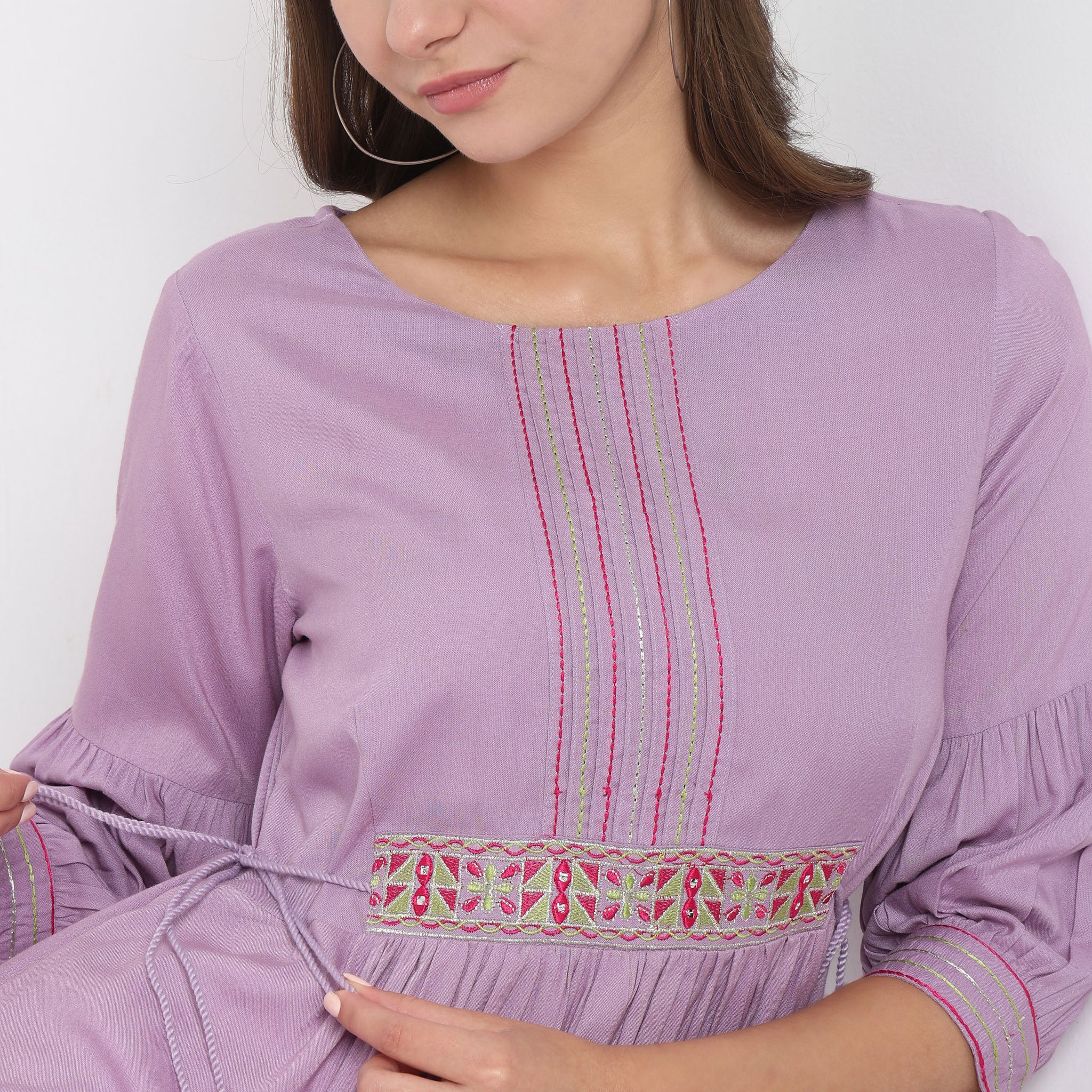 Flare Fit Embroidered Kurta - Image 9