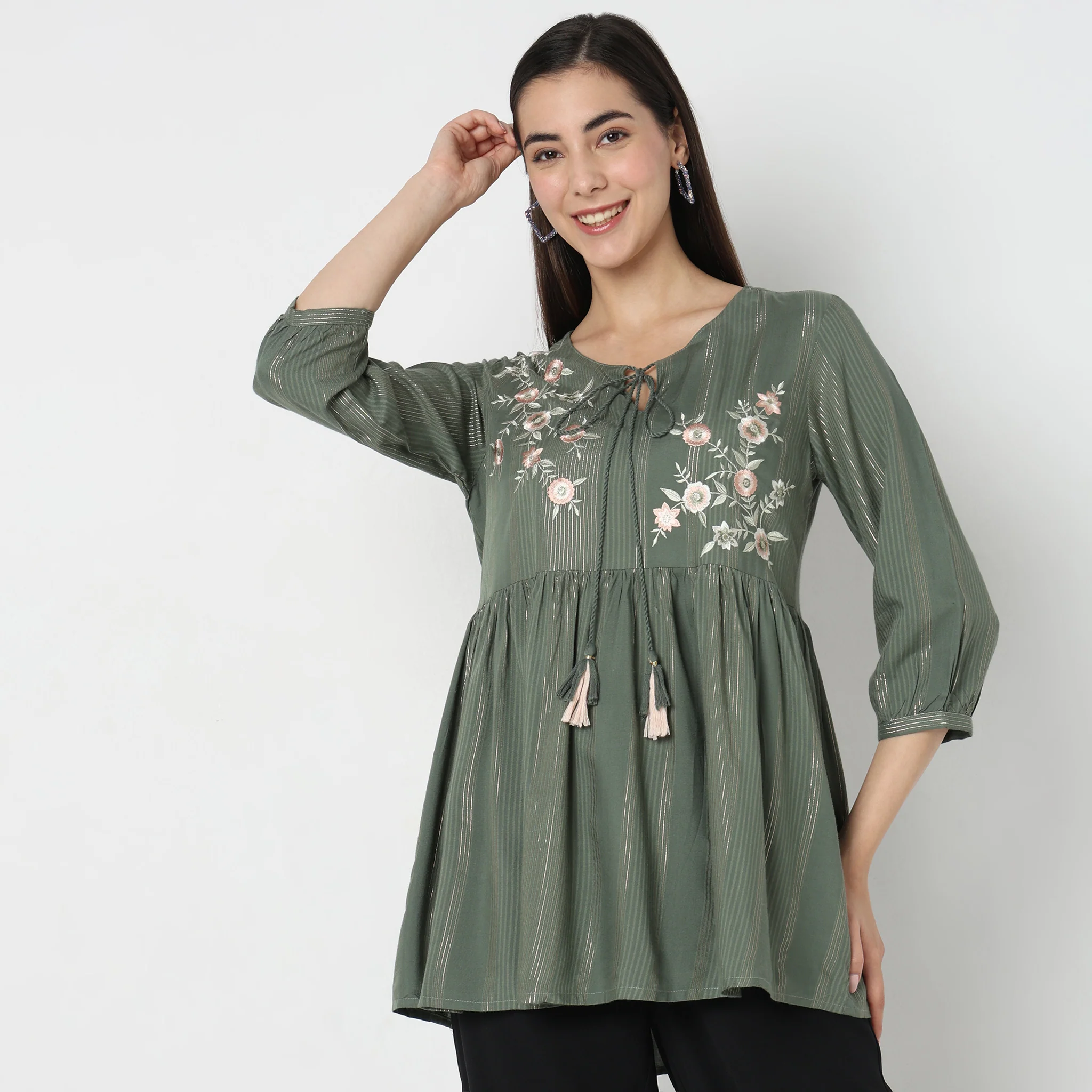 Flare Fit Embroidered Top - Image 2