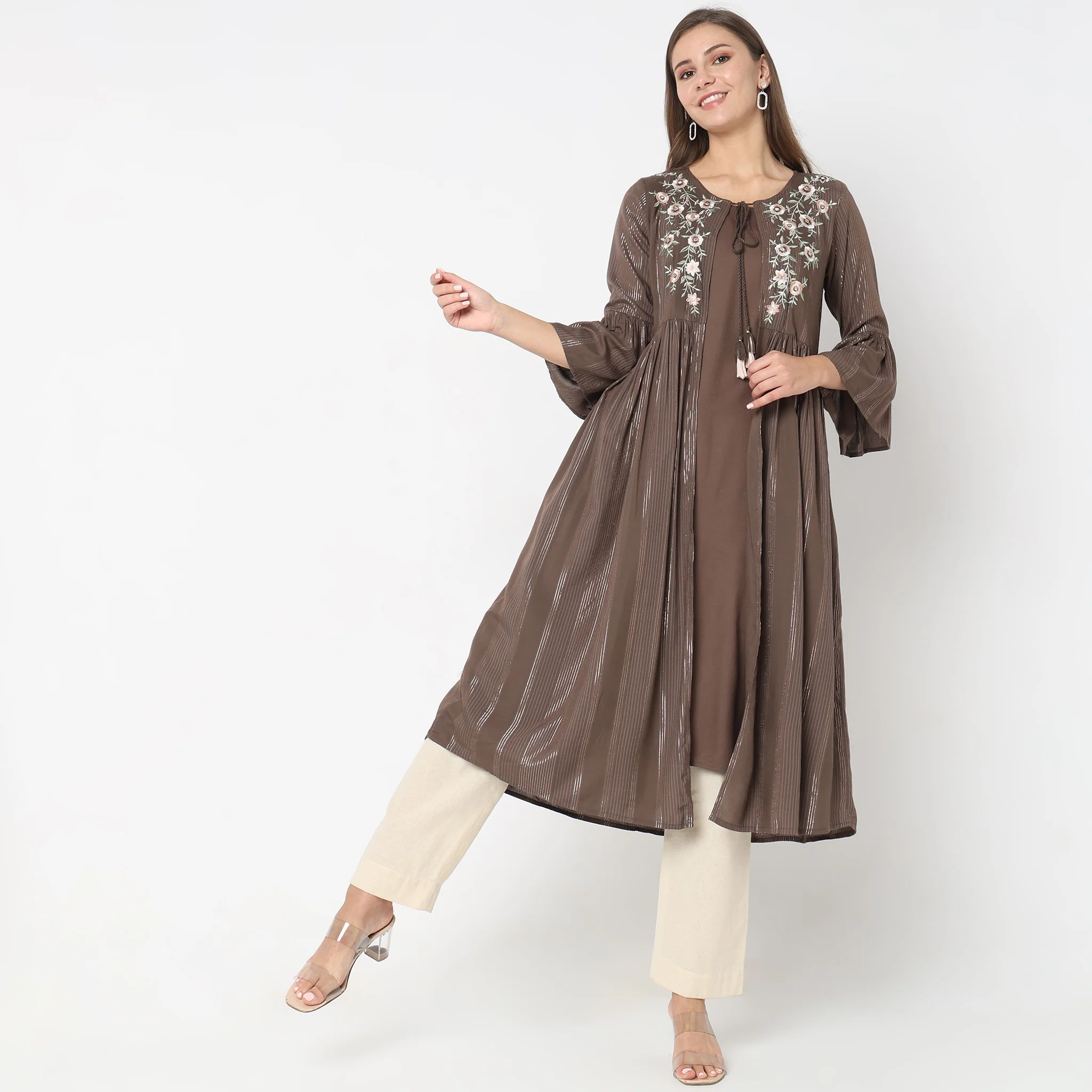 Flare Fit Embroidered Dress