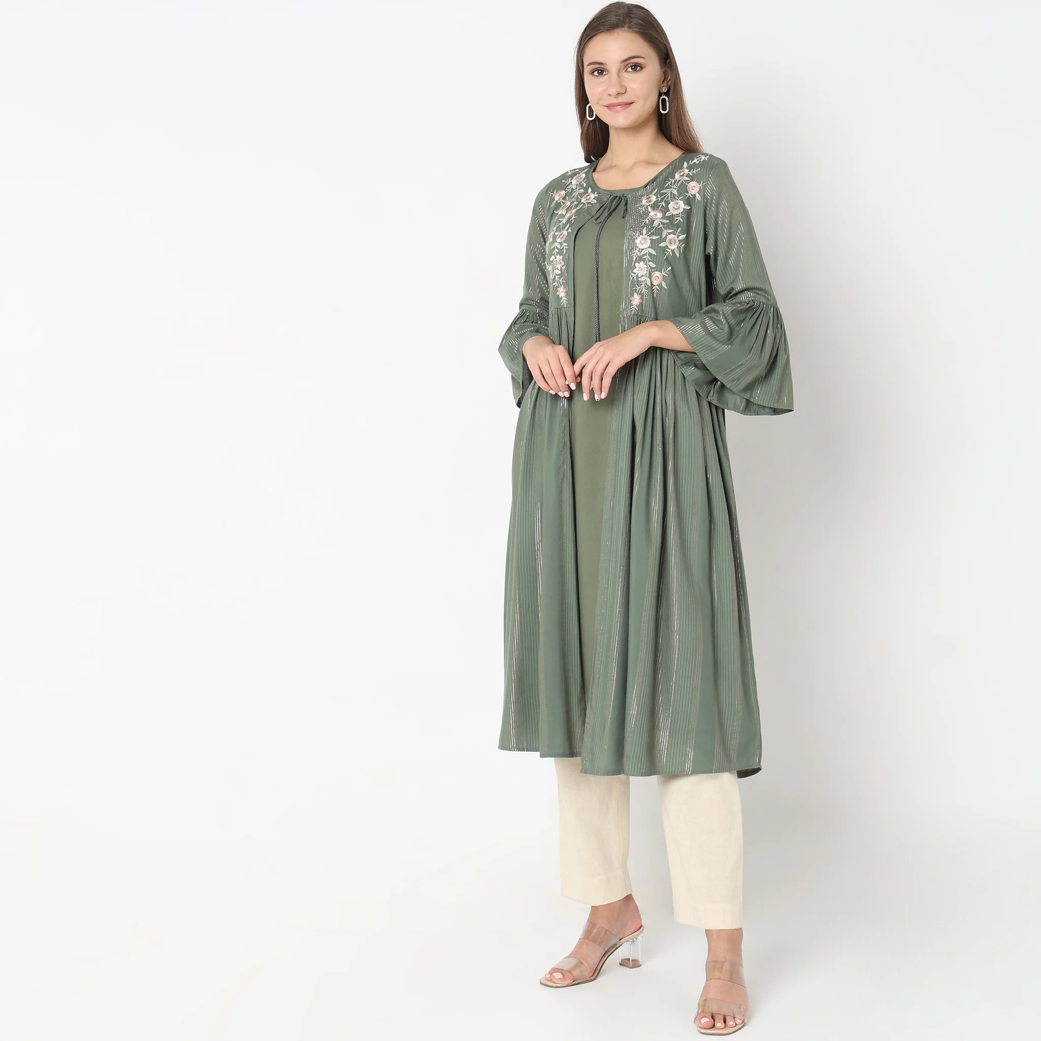 Flare Fit Embroidered Dress - Image 10