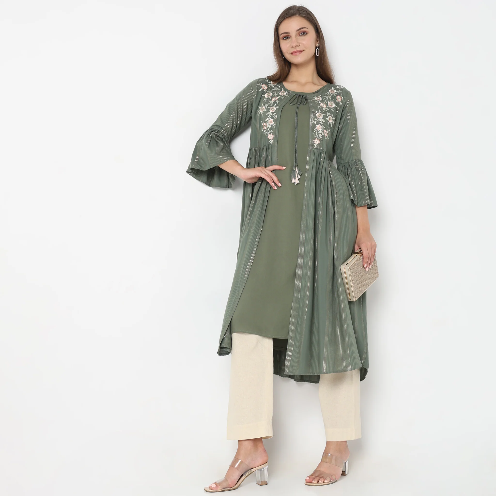 Flare Fit Embroidered Dress - Image 6