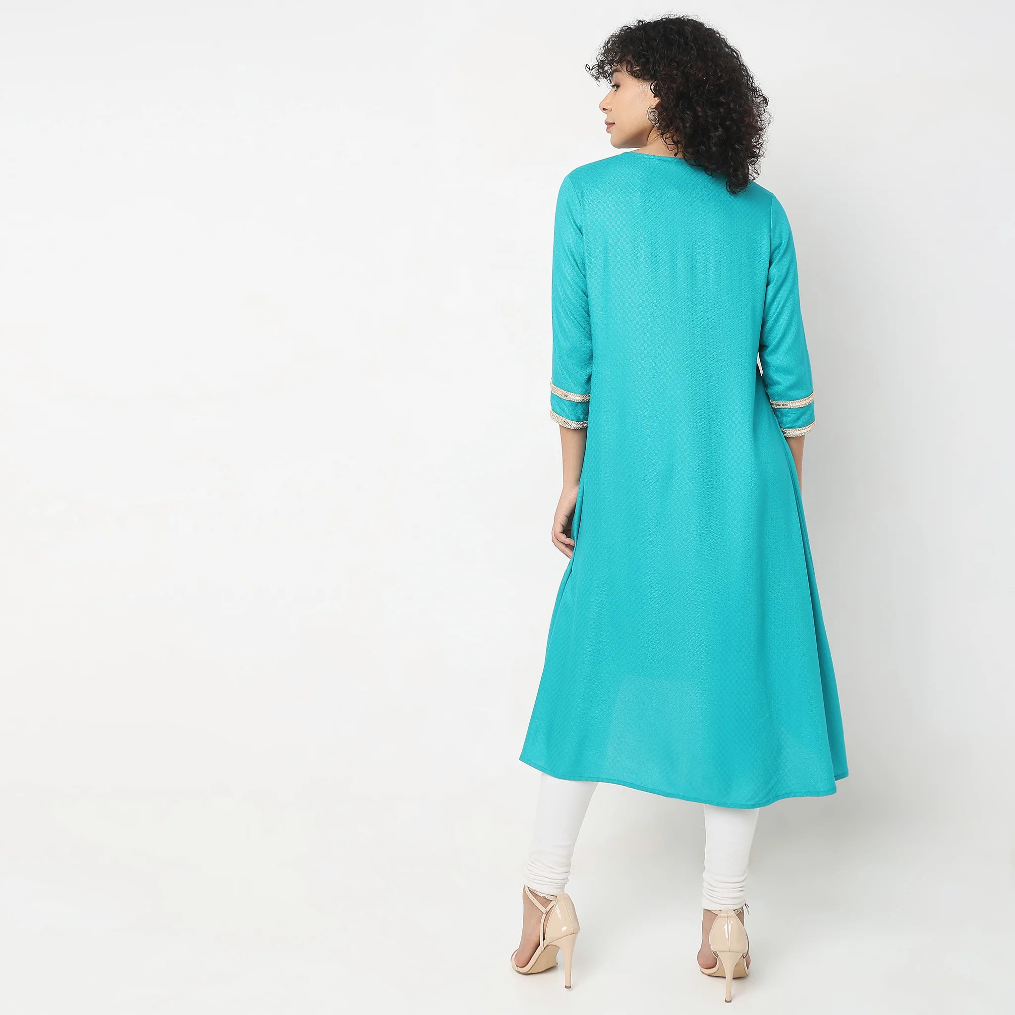 Flare Fit Embroidered Kurta - Image 13