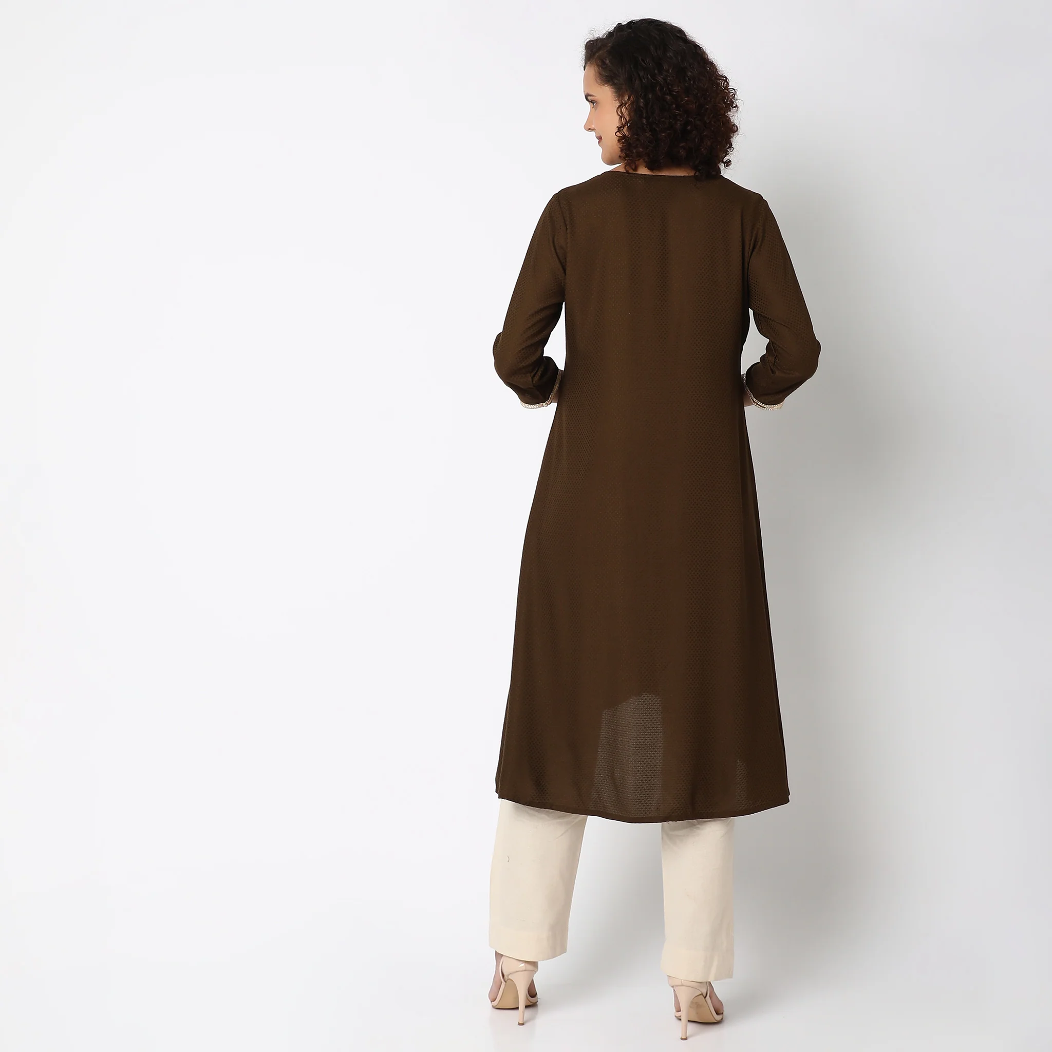 Flare Fit Embroidered Kurta - Image 18