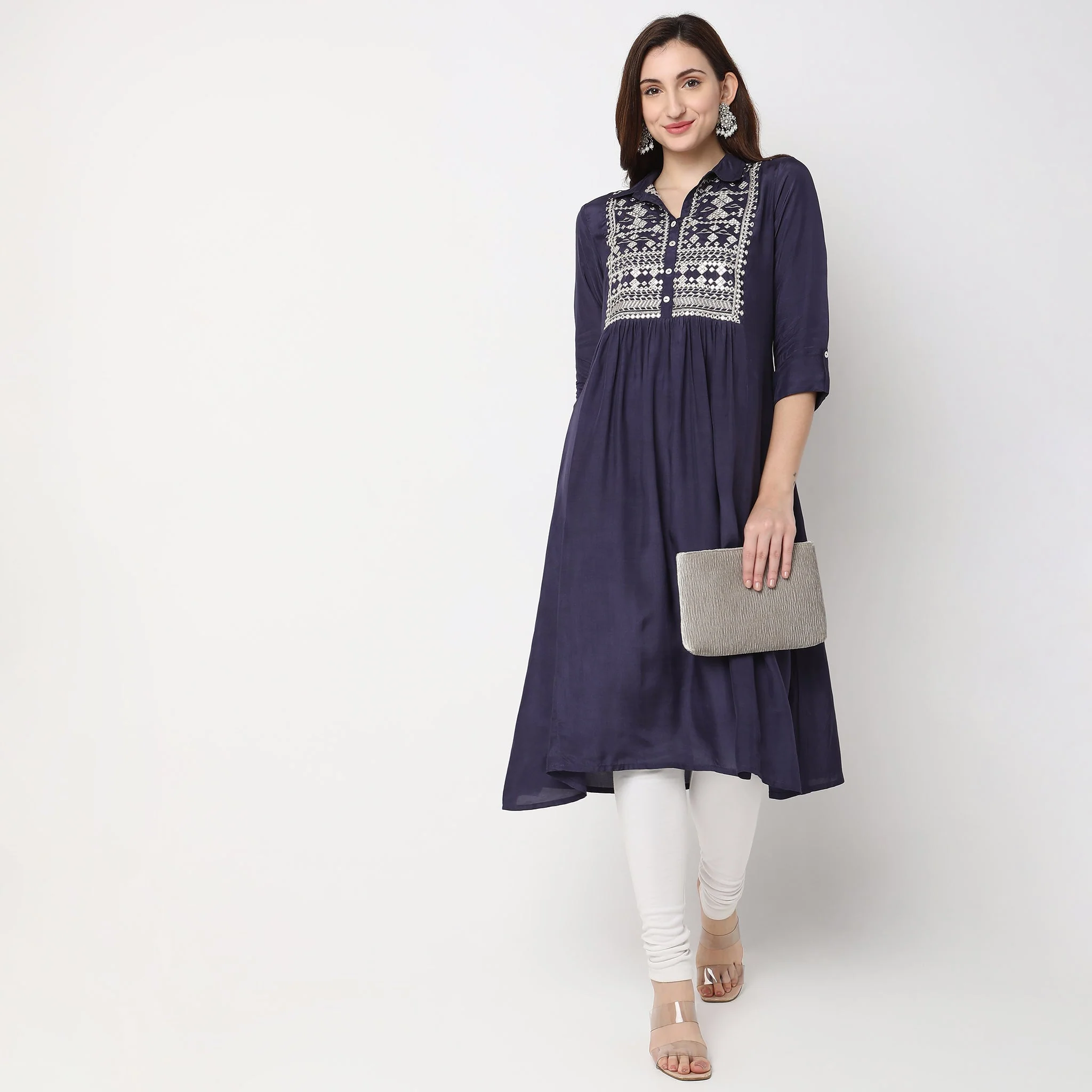 Flare Fit Embroidered Kurta - Image 6