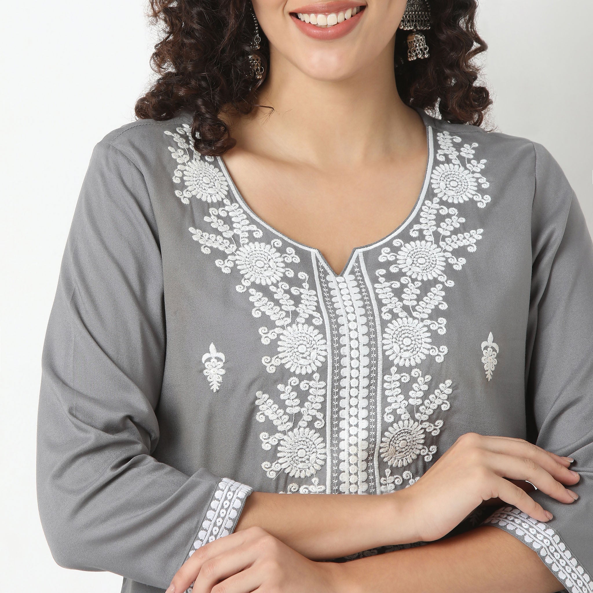 Flare Fit Embroidered Short Kurti - Image 5