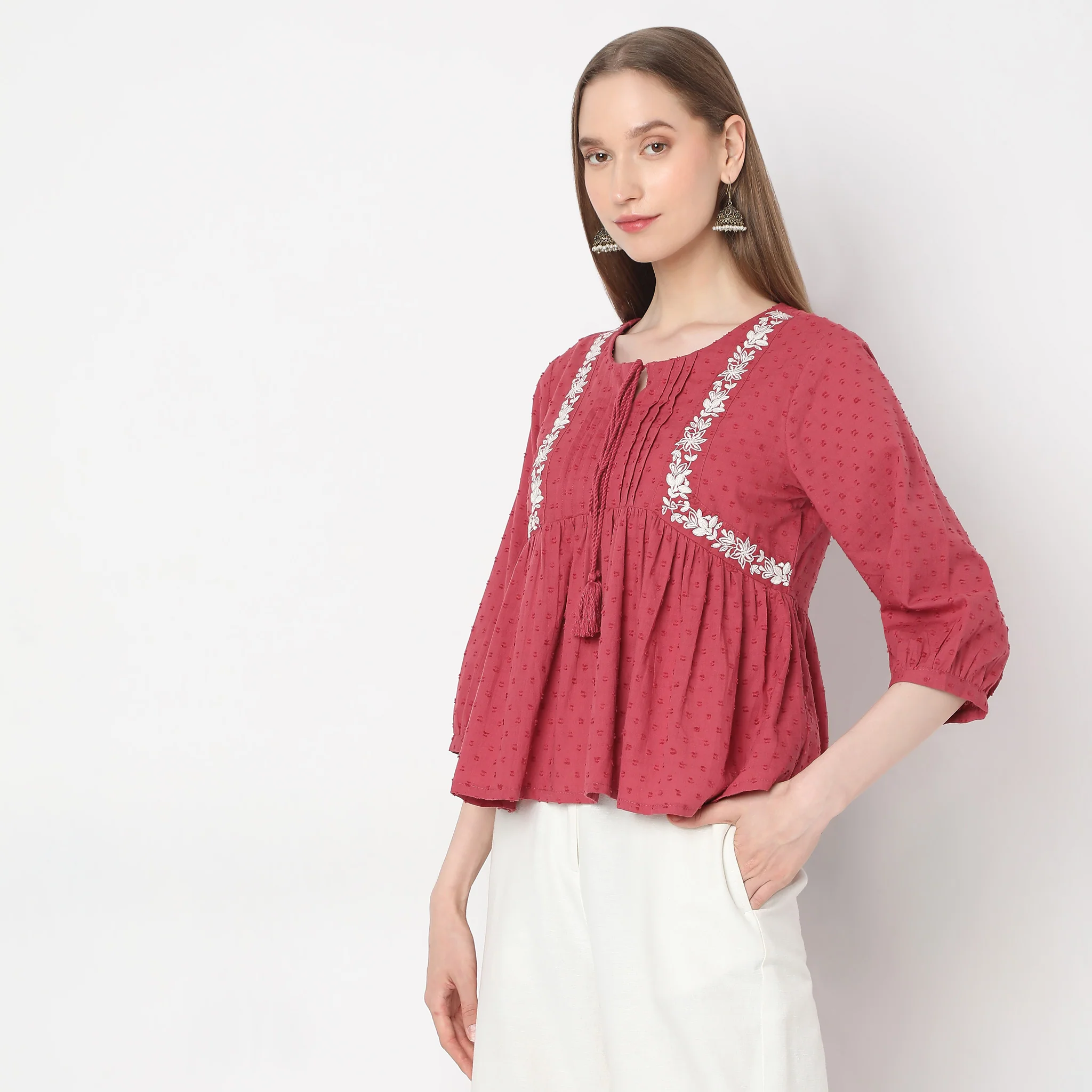 Flare Fit Embroidered Top - Image 10