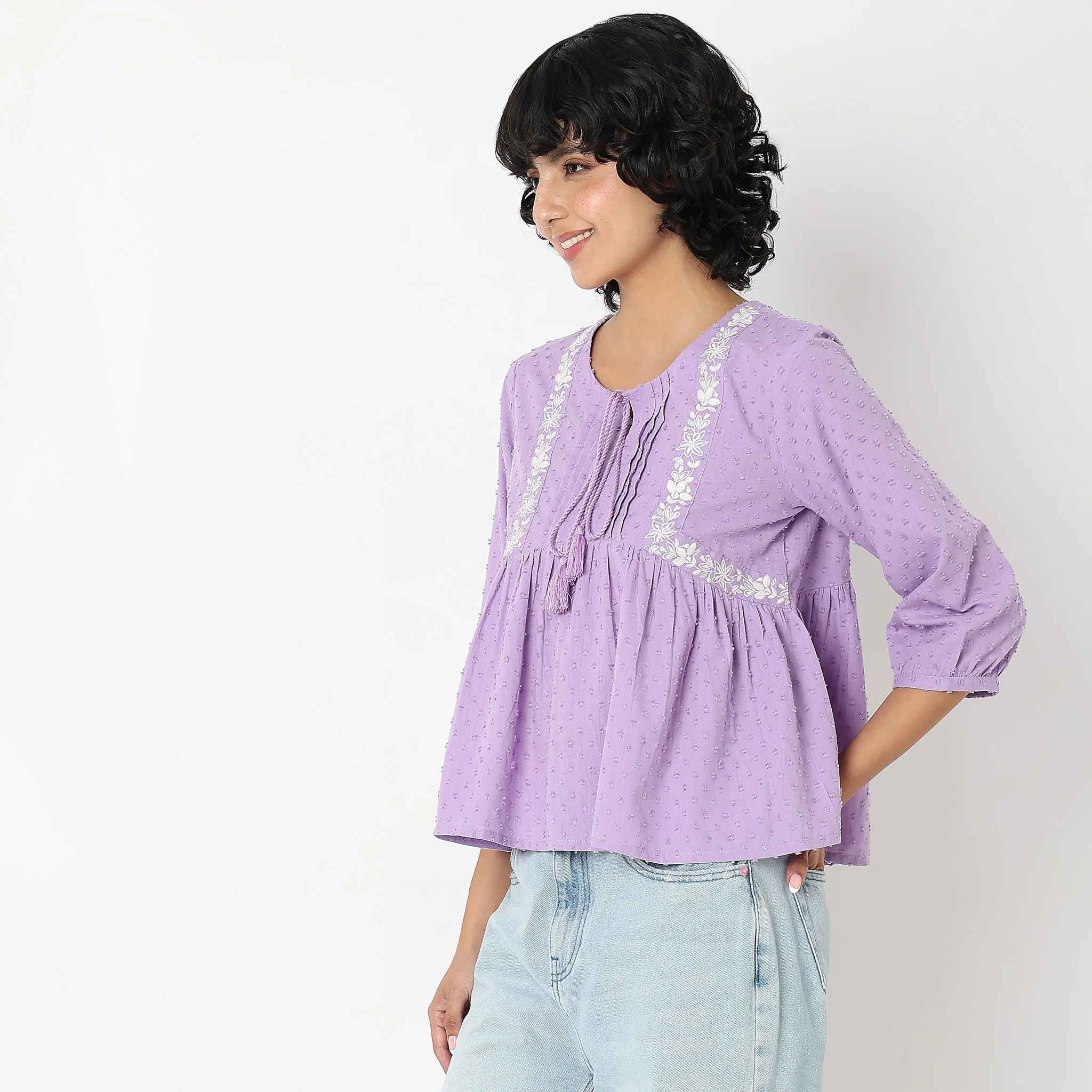 Flare Fit Embroidered Top - Image 5